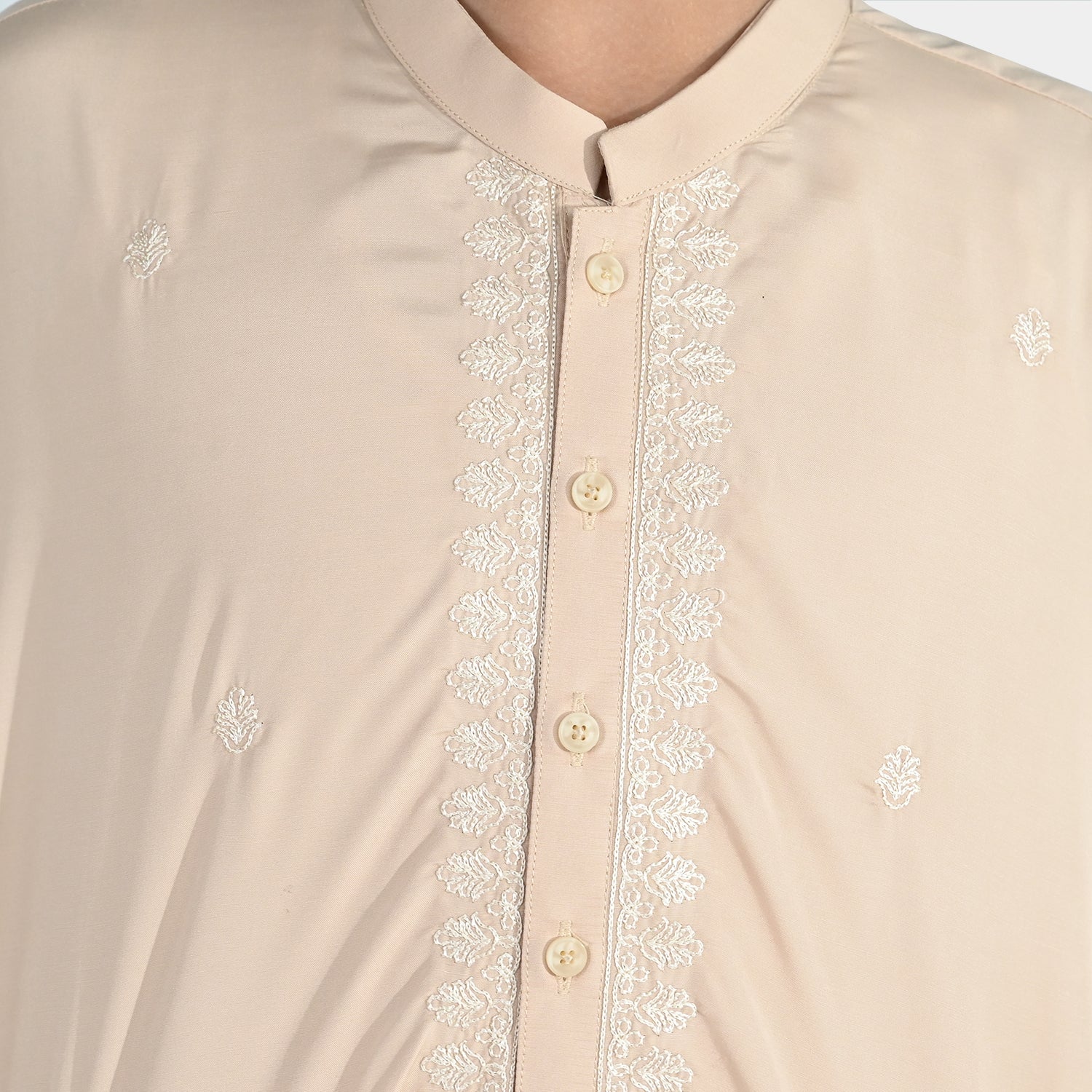Boys Poly Viscose Kurta Pajama - Beige - Image 3