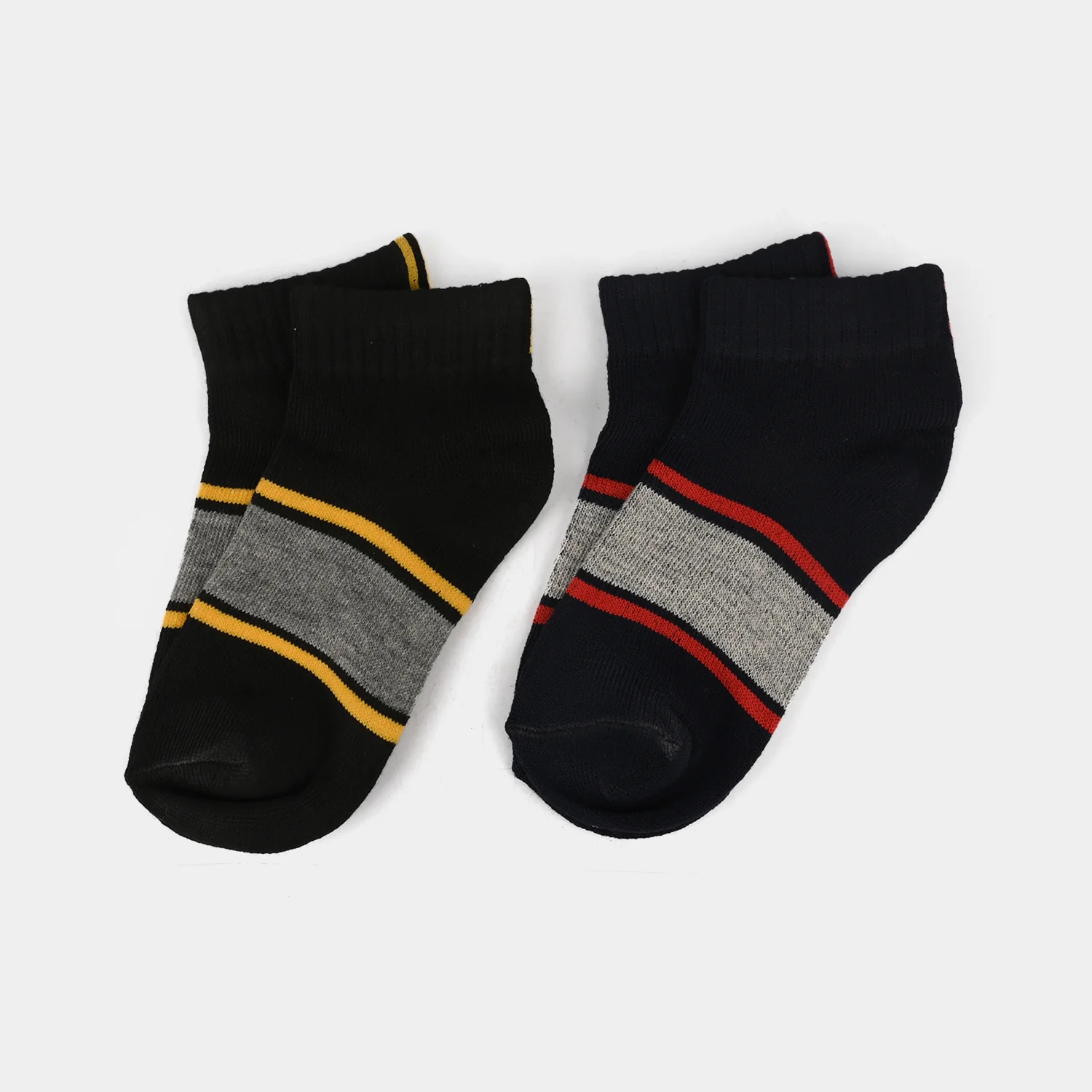 Boys Pack of 2 Ankle Socks Stripes - Blue & Black