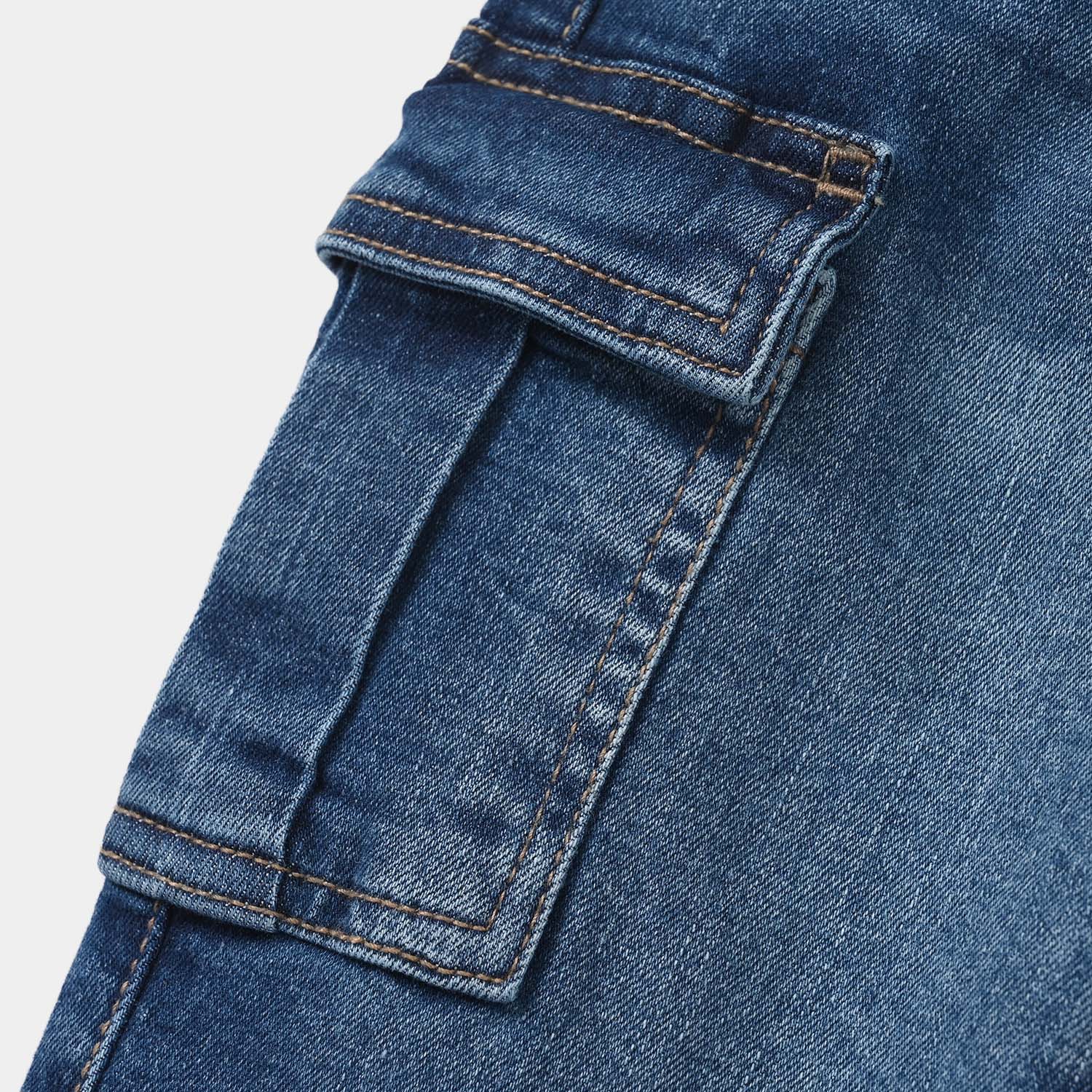 Boys Denim Stretch Jog Cargo Pants – Dark Blue - Image 2