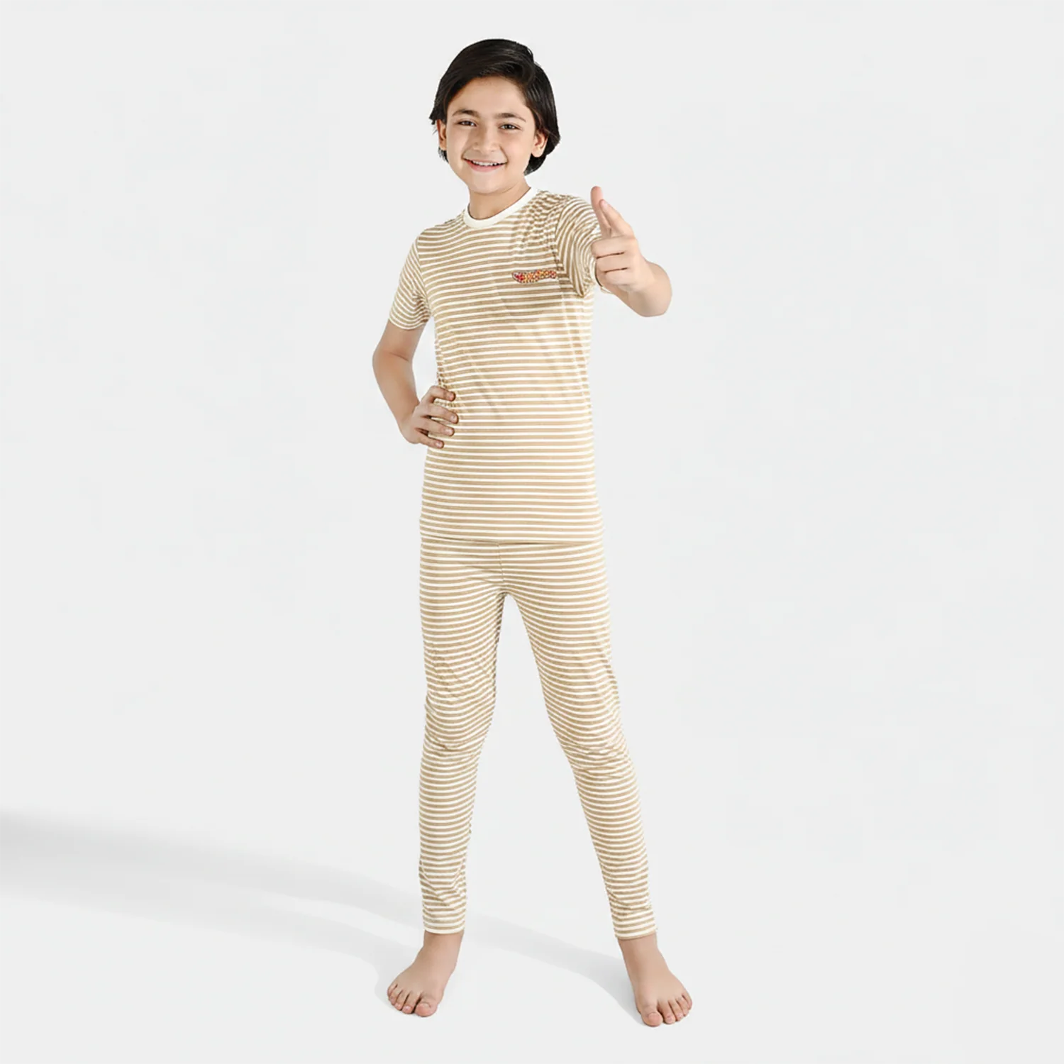 Boys Poly Cotton Jersey Night Suit (Hot Wheels) - Warm Sand - Image 2
