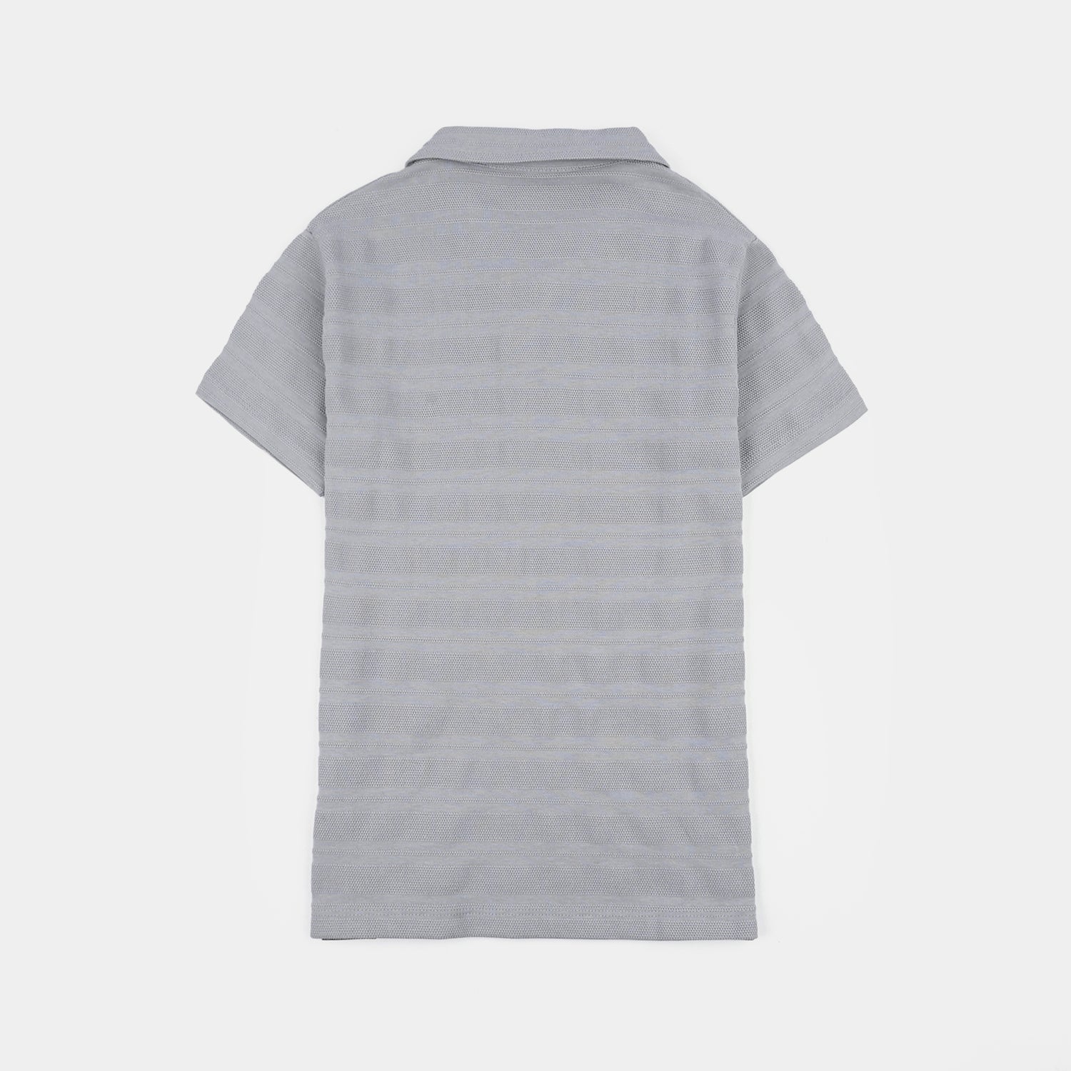 Boys Jacquard Polo T-Shirt (Basic) - Grey - Image 4