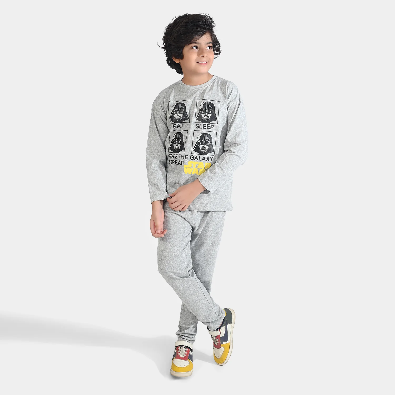 Boys Poly Cotton Jersey Night Wear - GREY - Image 3