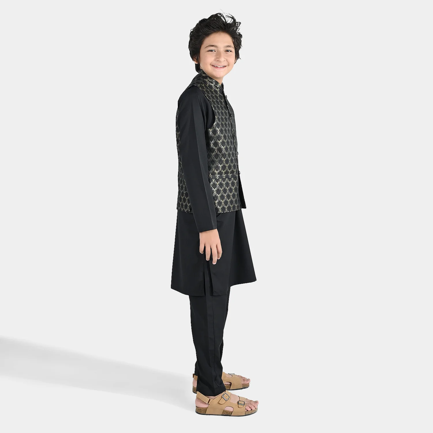 Boys Poly Viscose 3 Piece Suit (Blended) - Black - Image 4