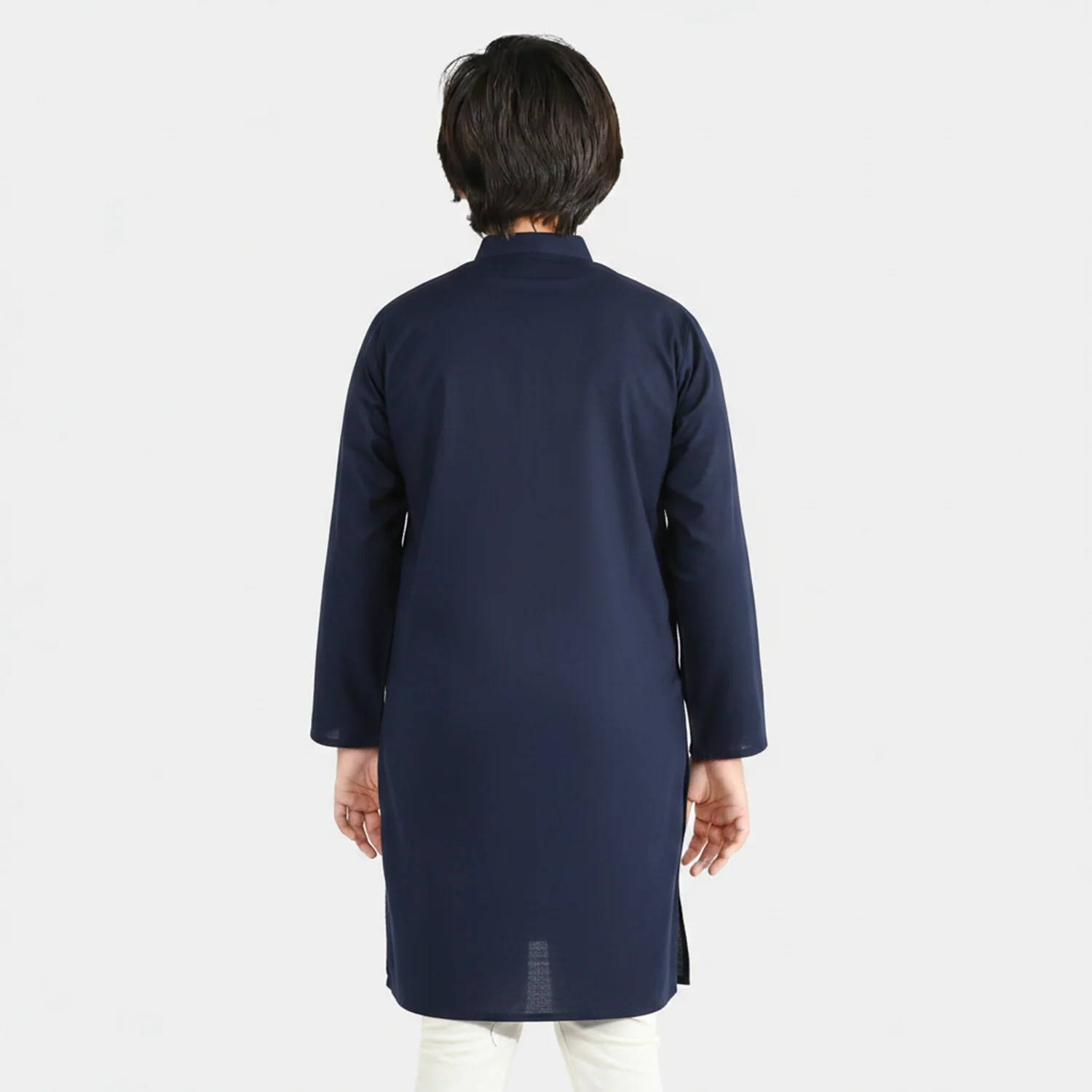 Boys Poly Viscose Kurta (Lurex) - Navy - Image 4