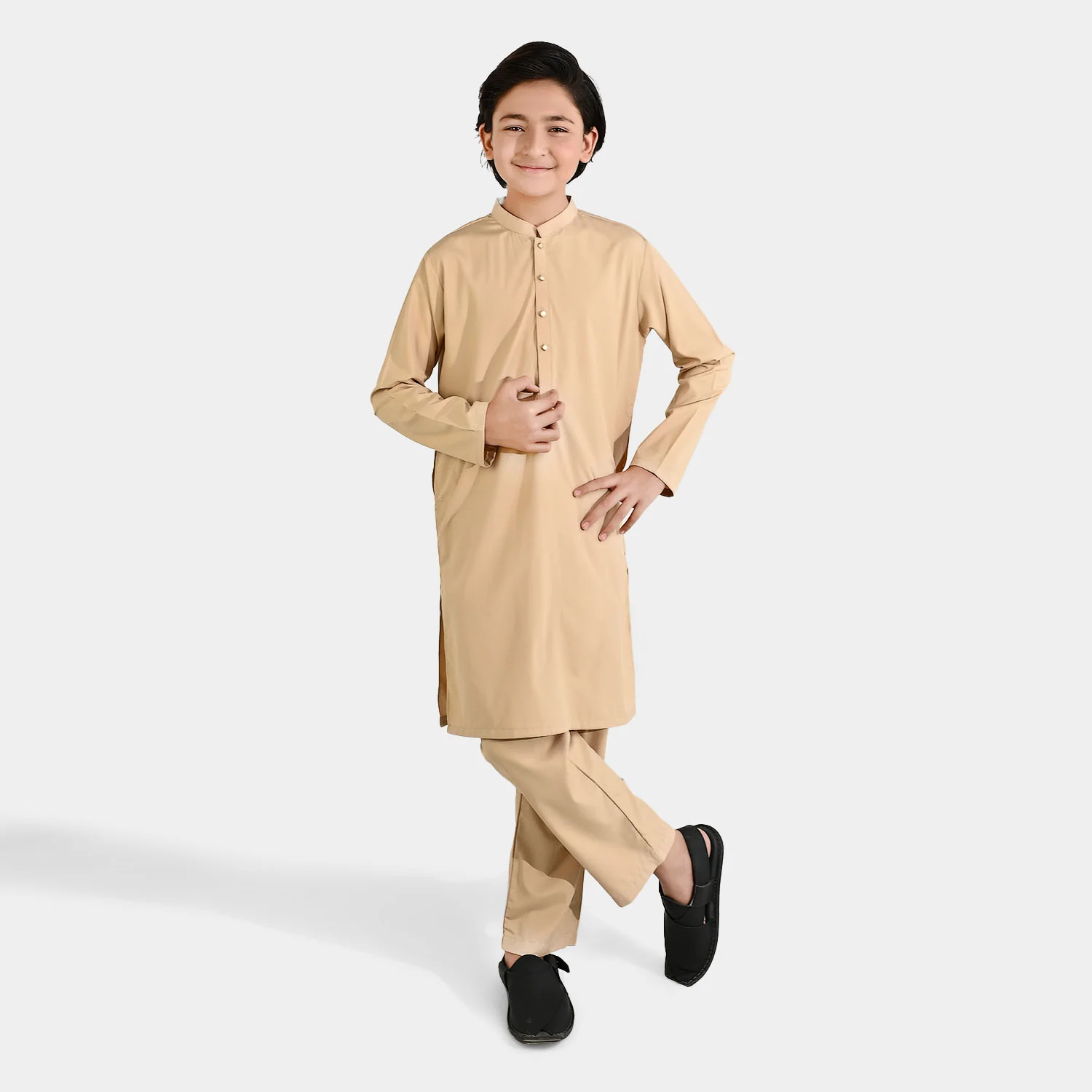 Boys Poly Viscose Kurta Pajama - Beige