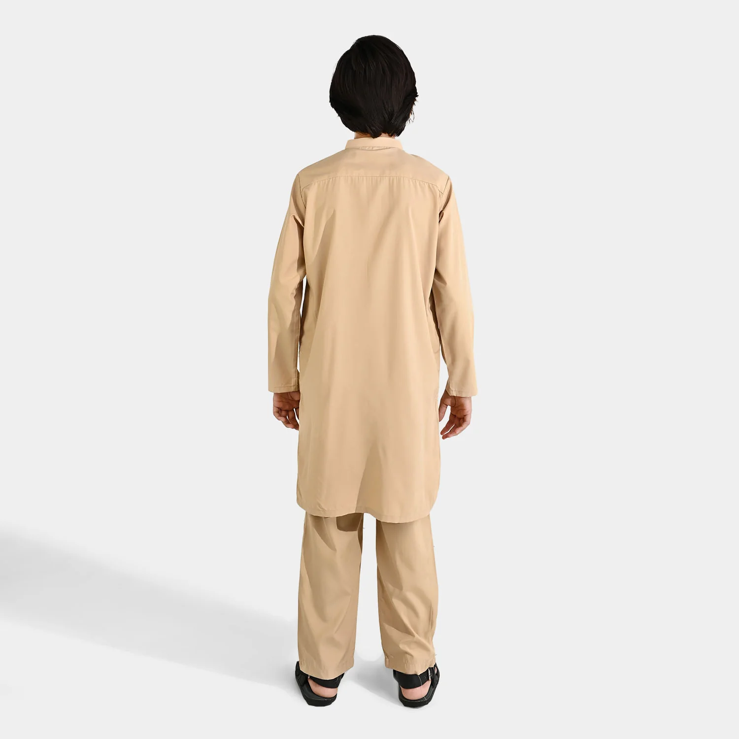 Boys Poly Viscose Kurta Pajama - Beige - Image 5