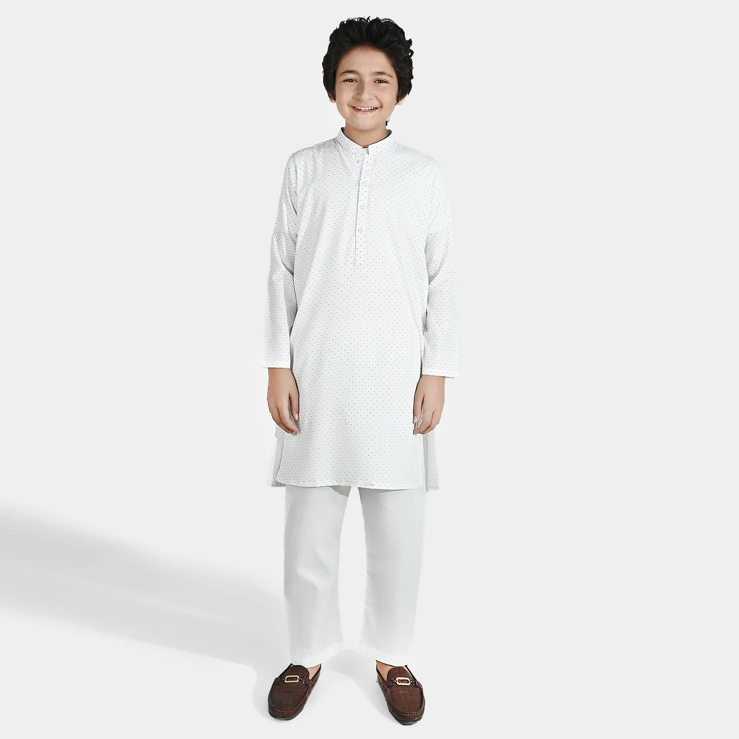 Boys Poly Viscose Kurta Pajama - Off White - Image 3