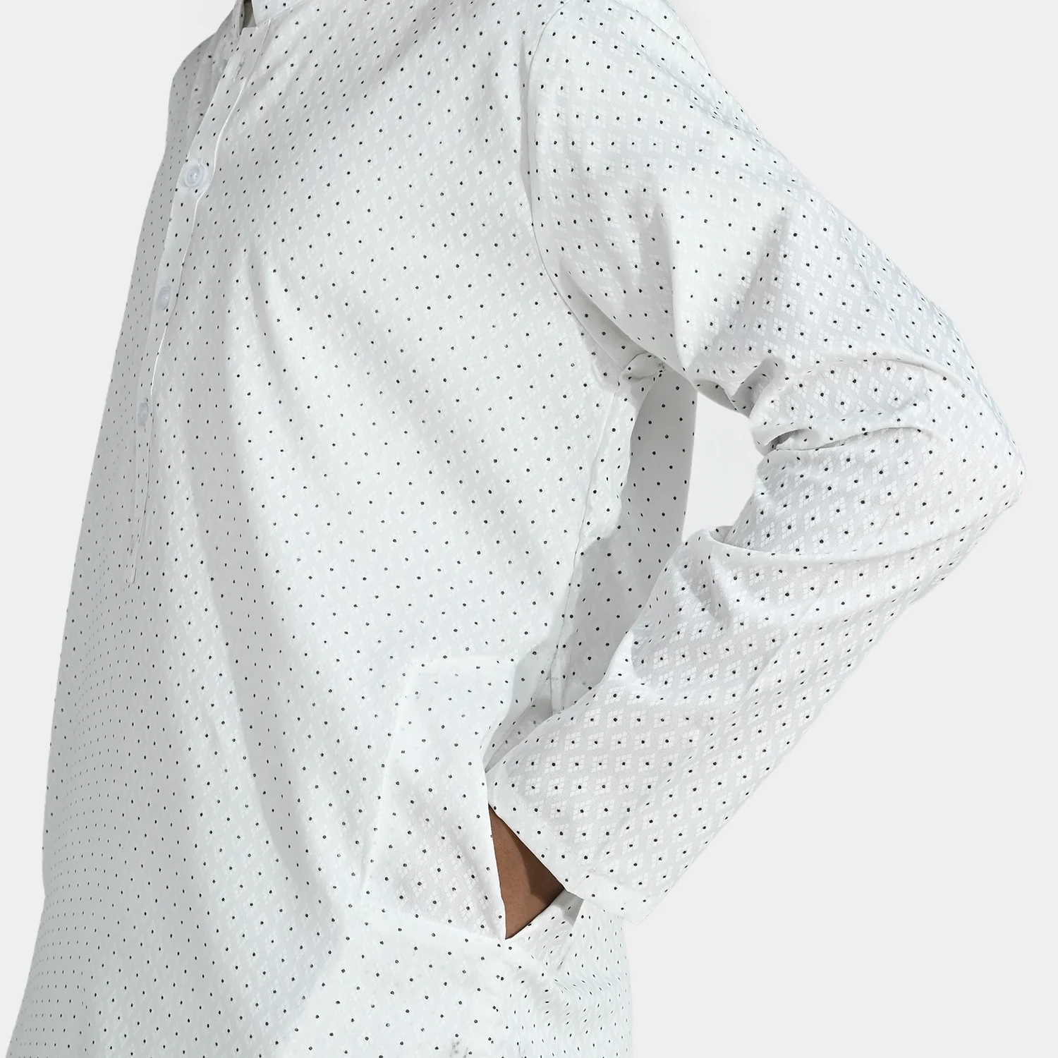 Boys Poly Viscose Kurta Pajama - Off White - Image 4