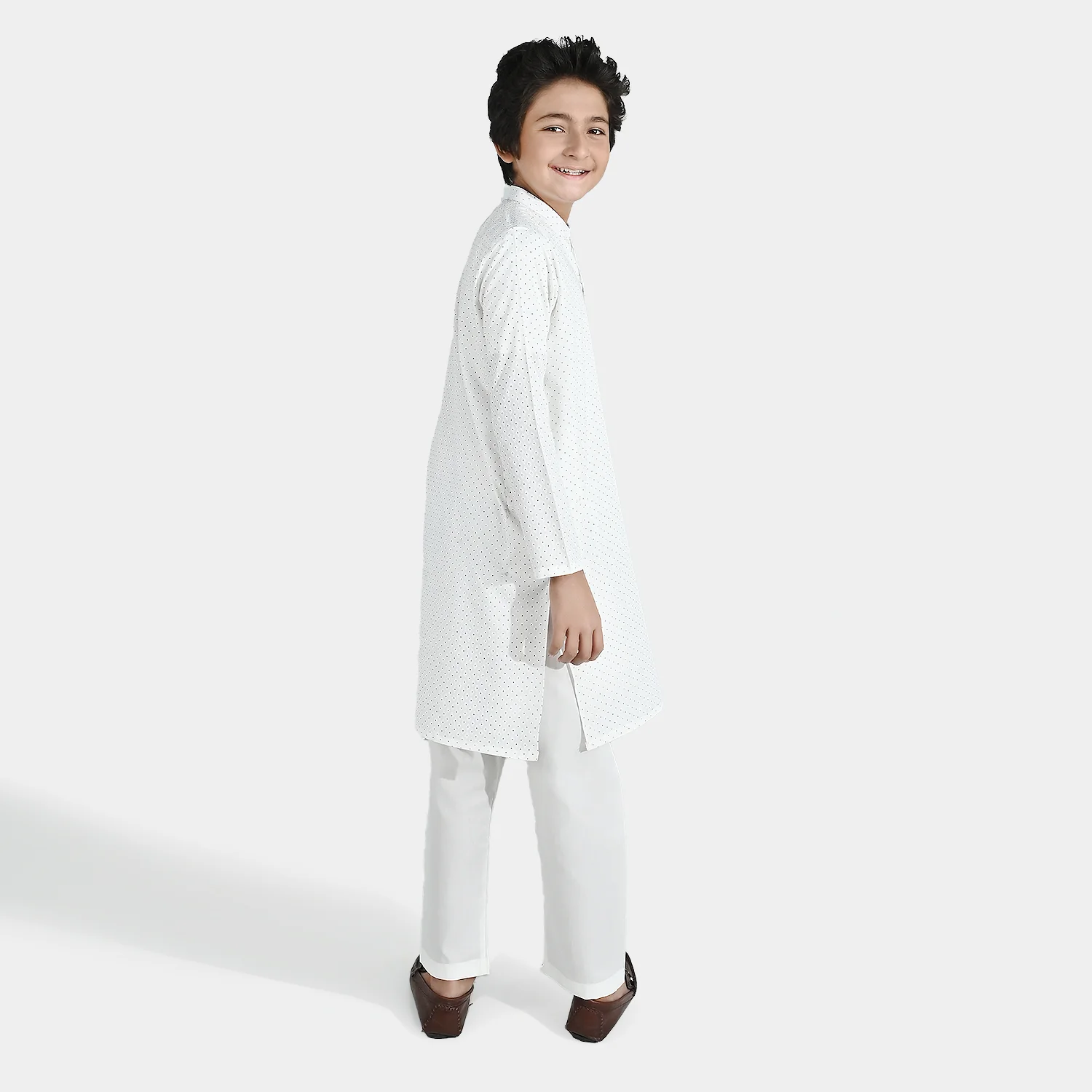 Boys Poly Viscose Kurta Pajama - Off White - Image 5