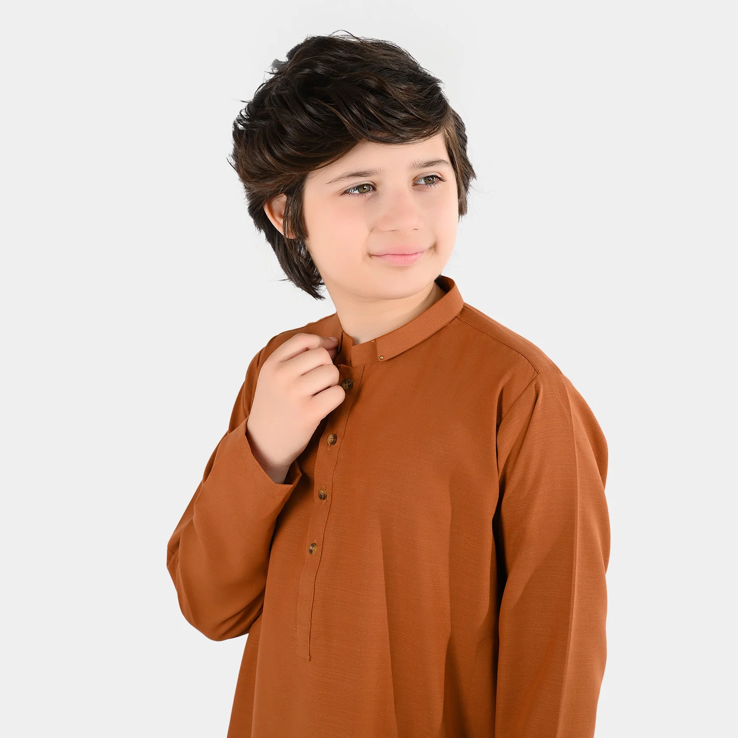 Boys Poly Viscose Kurta Pajama - Brown - Image 2