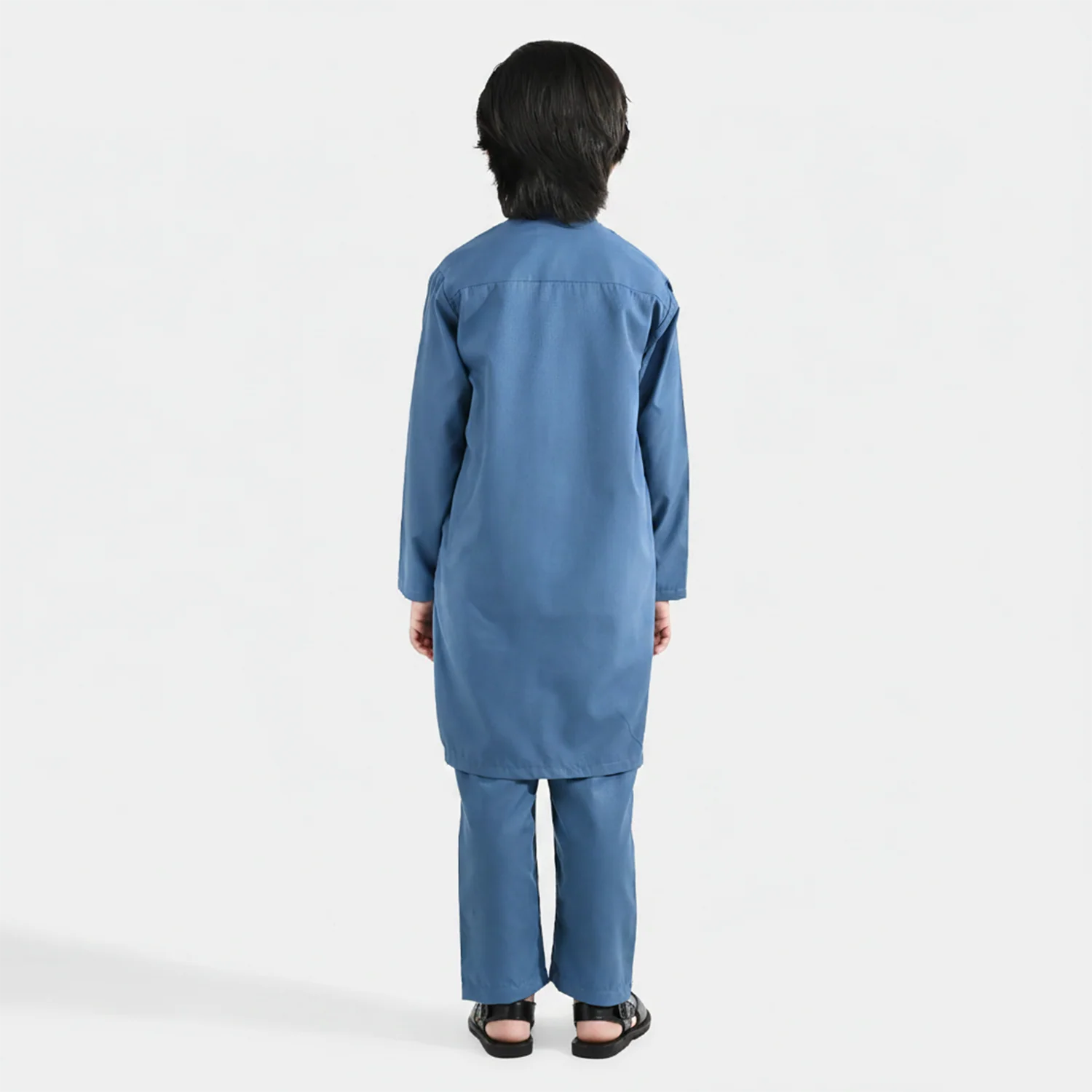 Boys Poly Viscos Kurta Pajama (Dobby) - Grey - Image 4