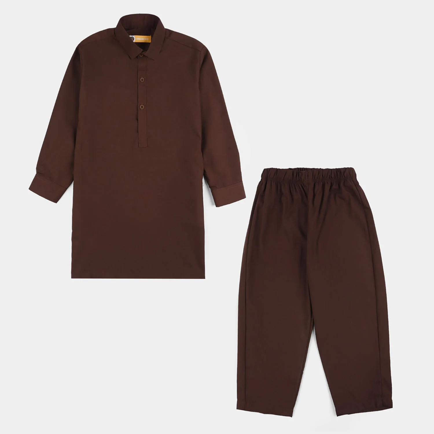 Boys Poly Viscose Kurta Pajama (Blended) - Brown - Image 4