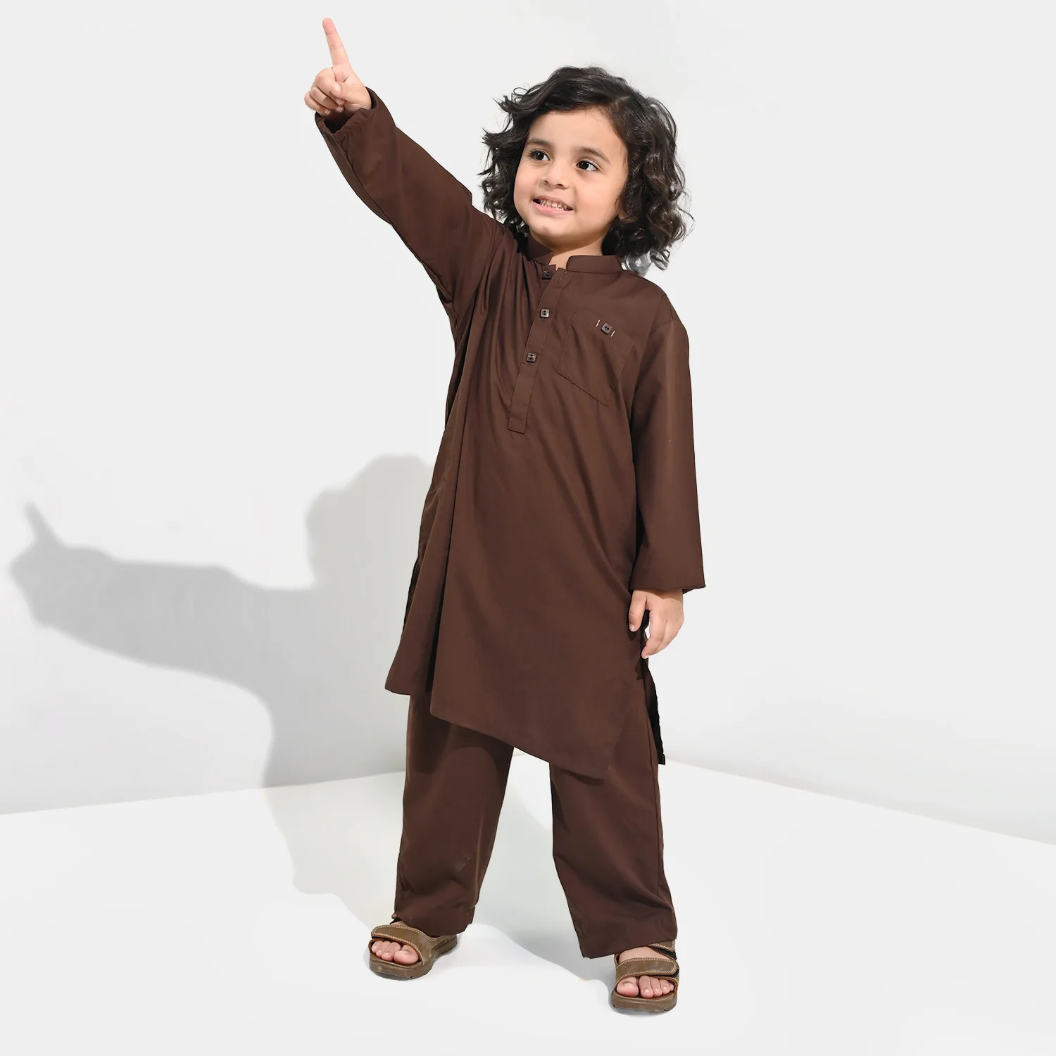 Boys Poly Viscose Kurta Pajama - Brown - Image 3