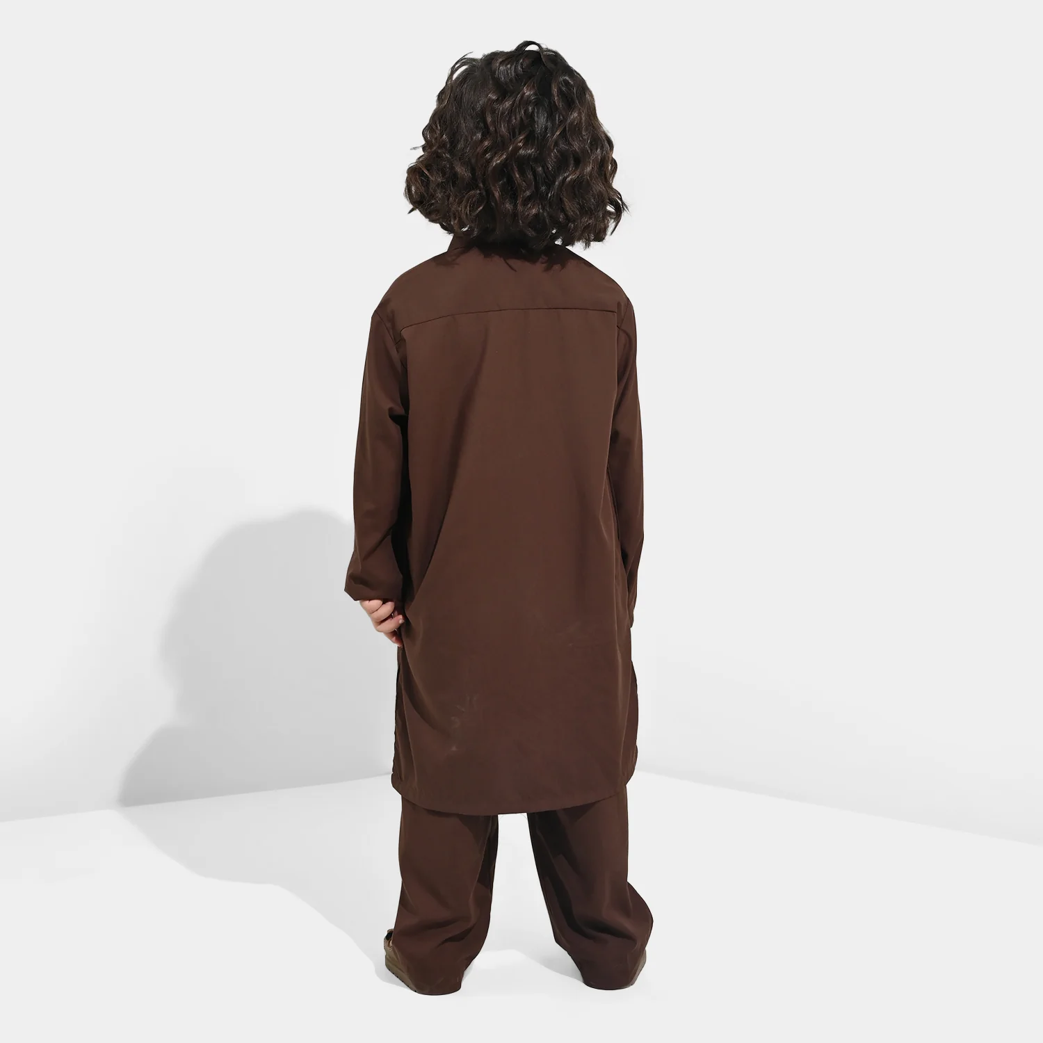 Boys Poly Viscose Kurta Pajama - Brown - Image 5