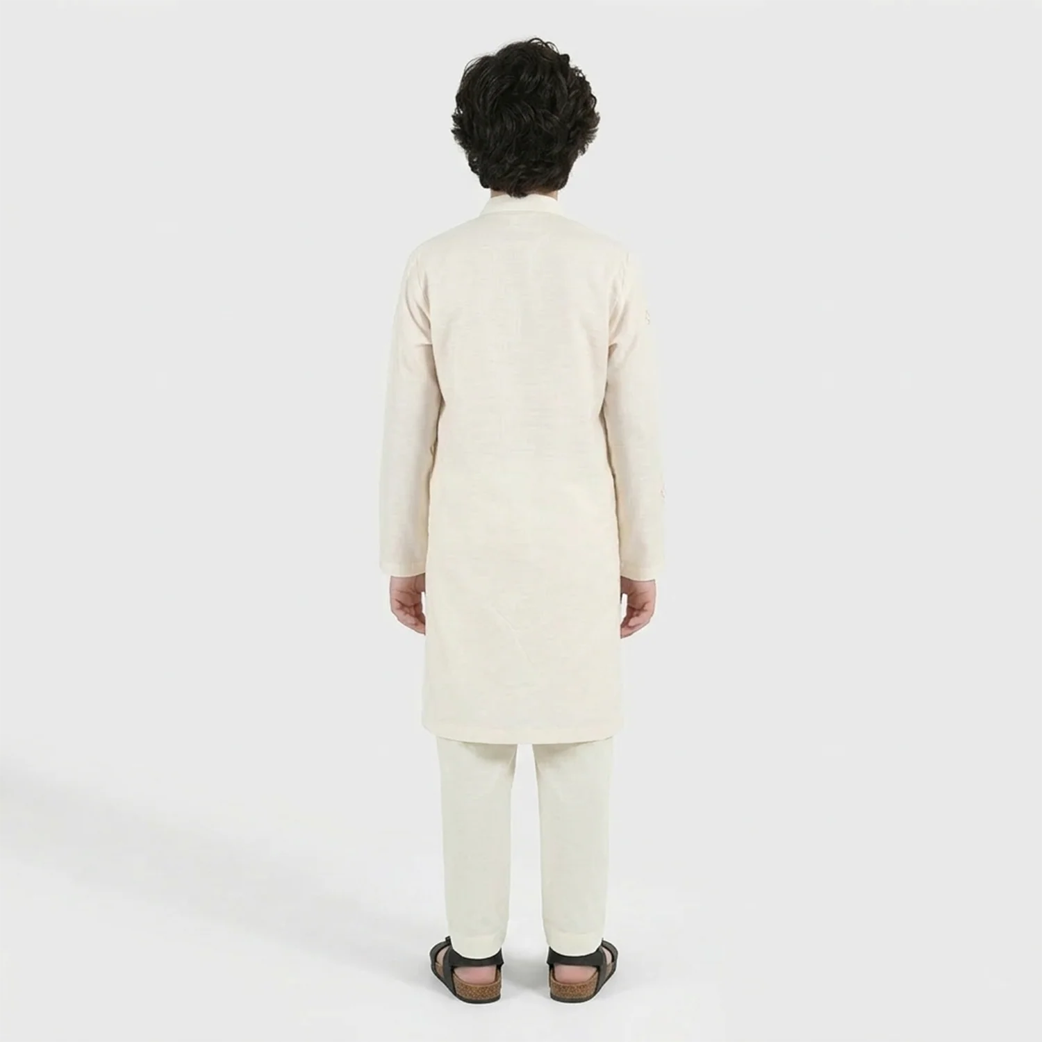Boys Poly Viscose Kurta Pajama (Jagmag) - Cream - Image 4