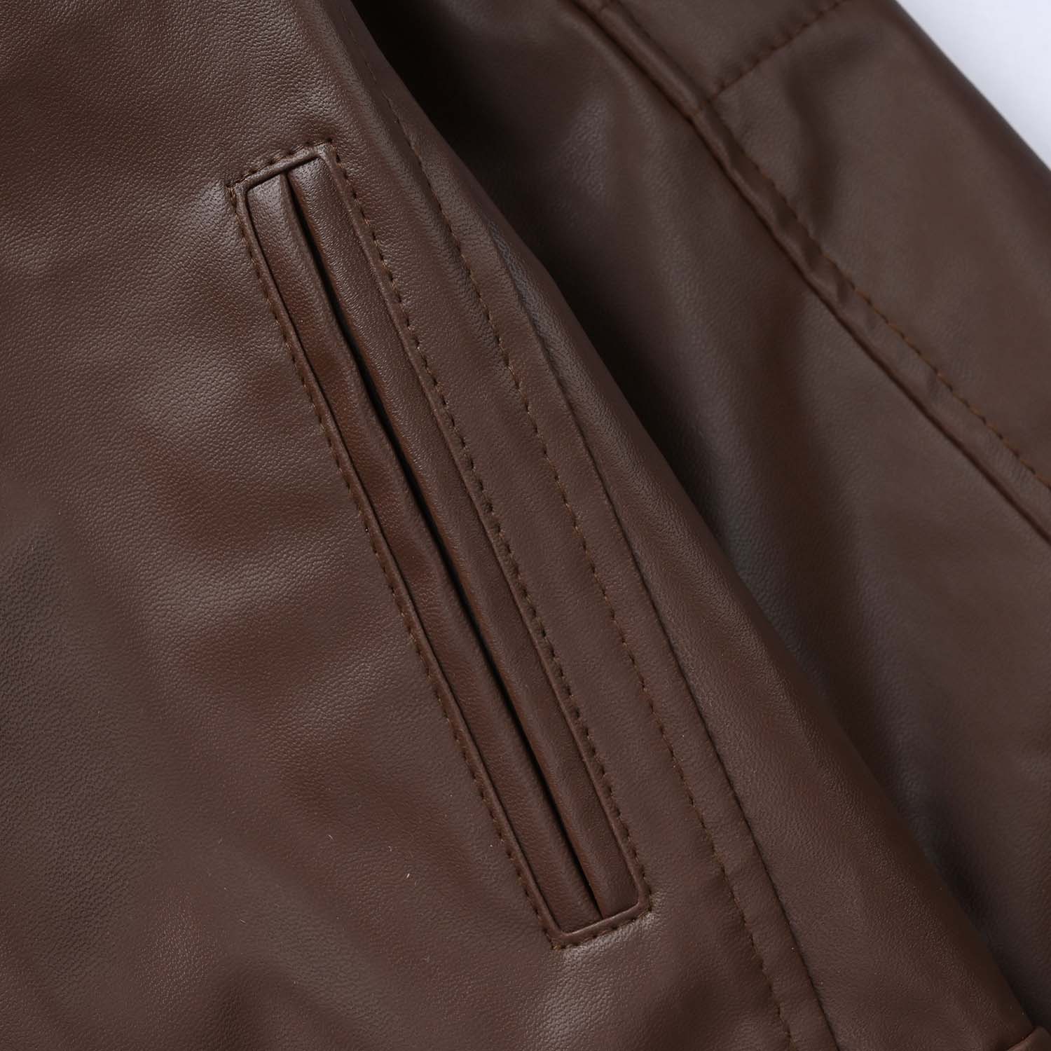 Boys Pu Jacket Basic - Brown - Image 2