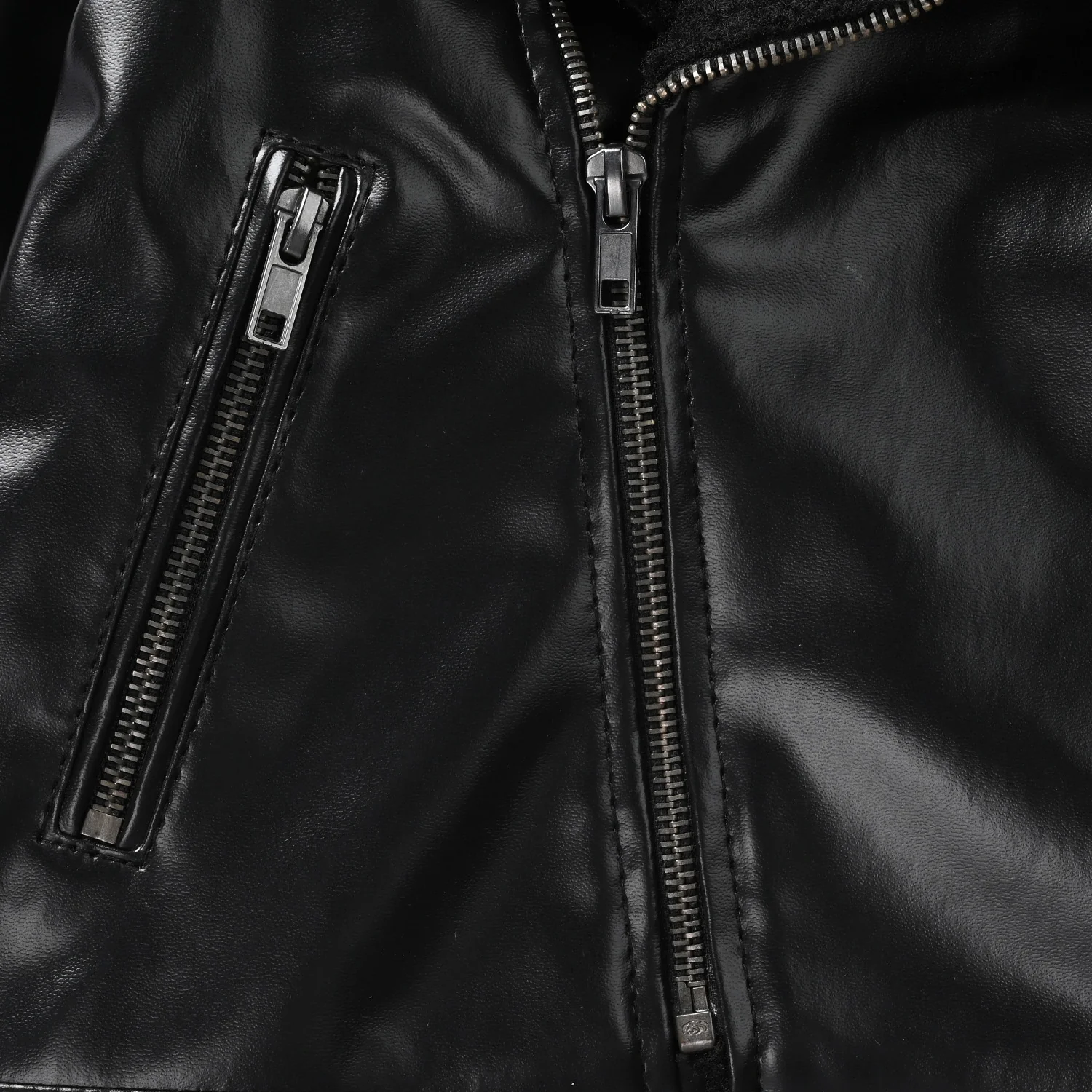 Boys Pu Jacket Overlap - Black - Image 3