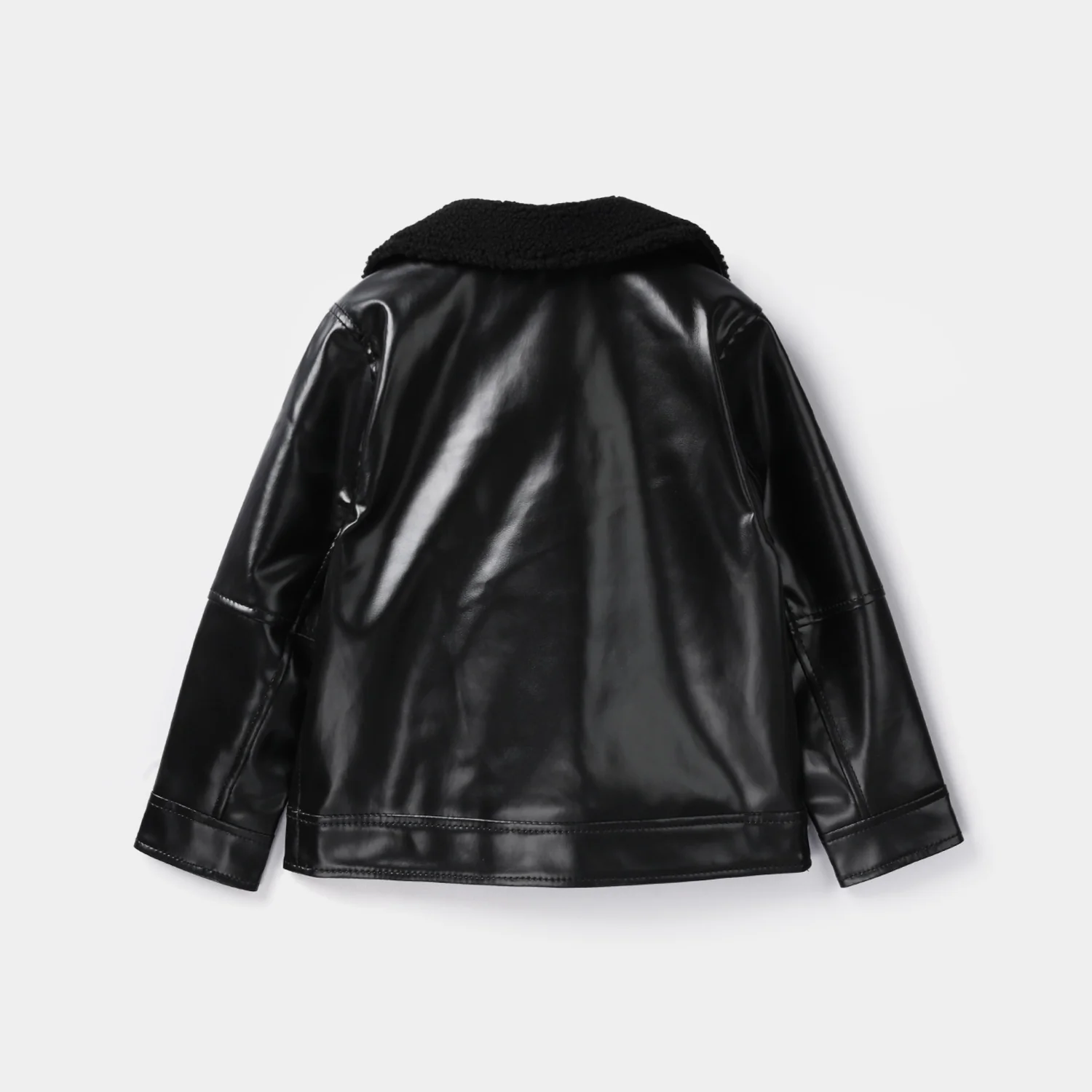 Boys Pu Jacket Overlap - Black - Image 5
