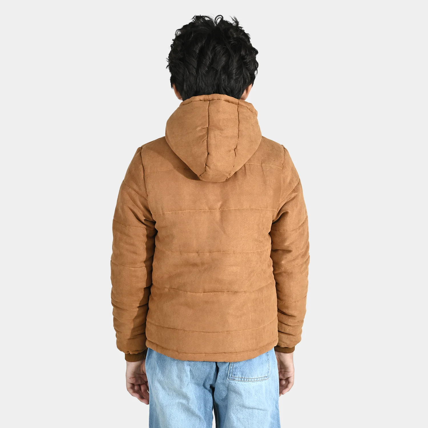 Boys Quilted Hooded Jacket Adventure-BEIGE - Image 5