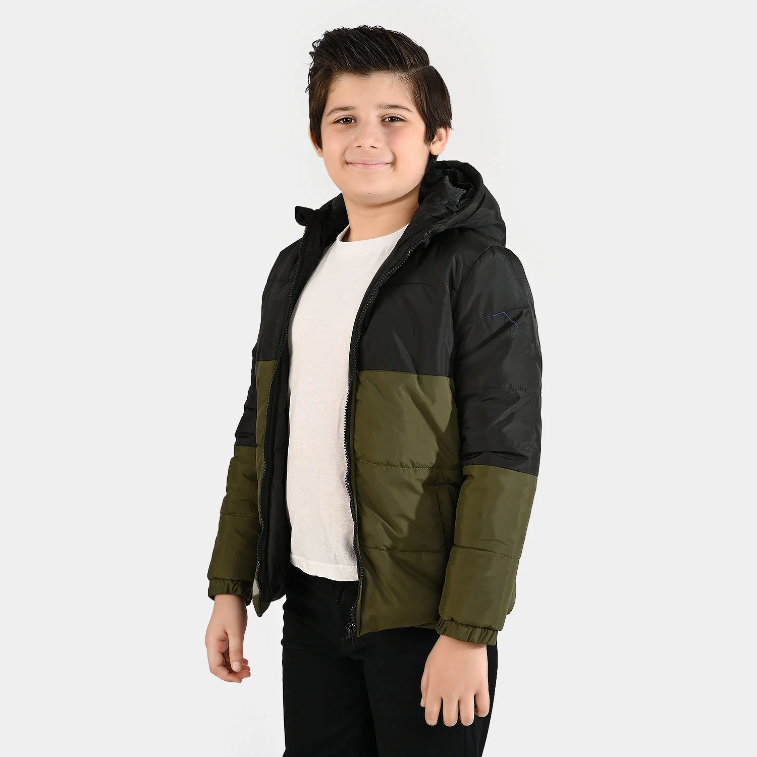 Boys Quilted Hooded Jacket F/S Future-BLACK - Image 3
