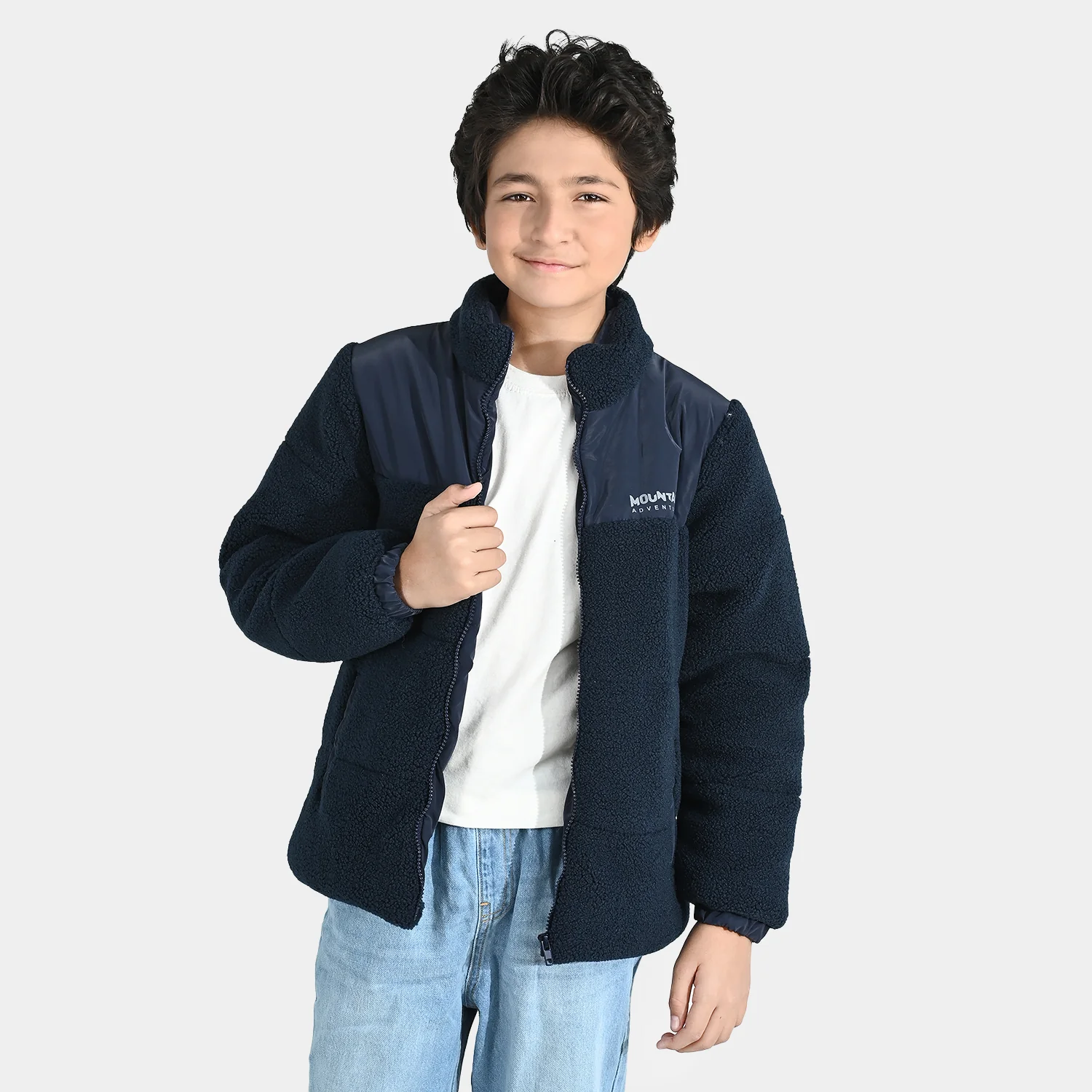 Boys Quilted Jacket (Mountain) - BLUE - Image 3