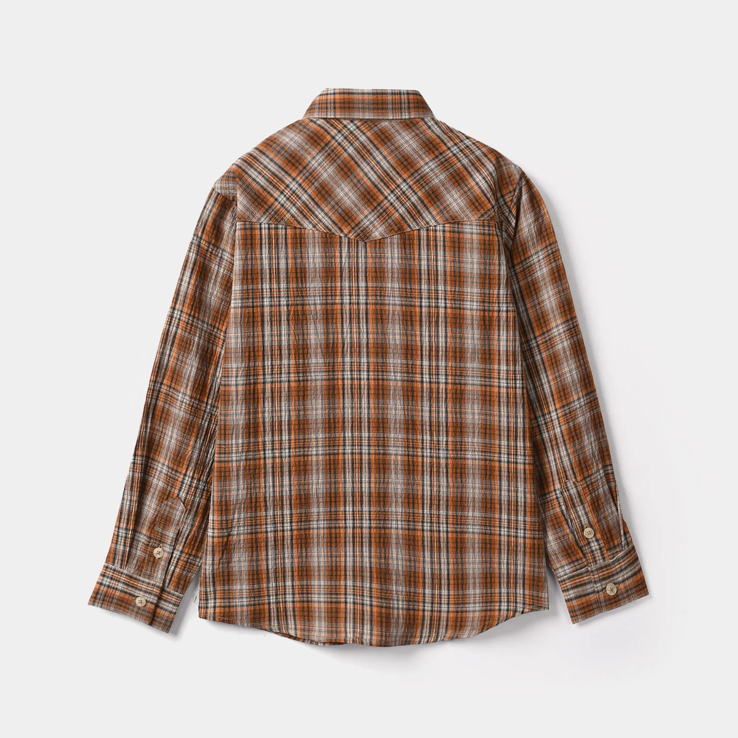 Boys Yarn-Dyed Checked Shirt - Brown - Image 3