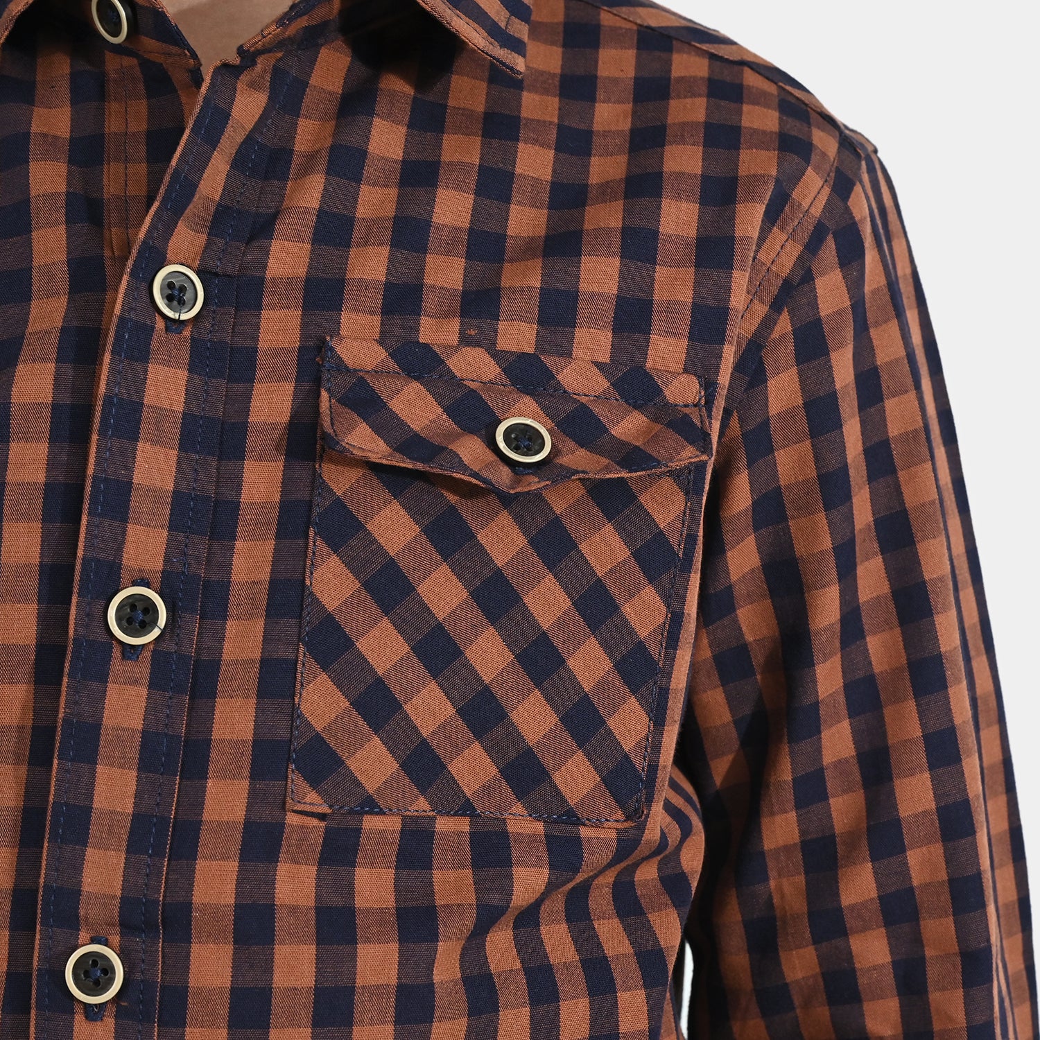 Boys Yarn Dyed Shirt (New Memories) - Brown - Image 2