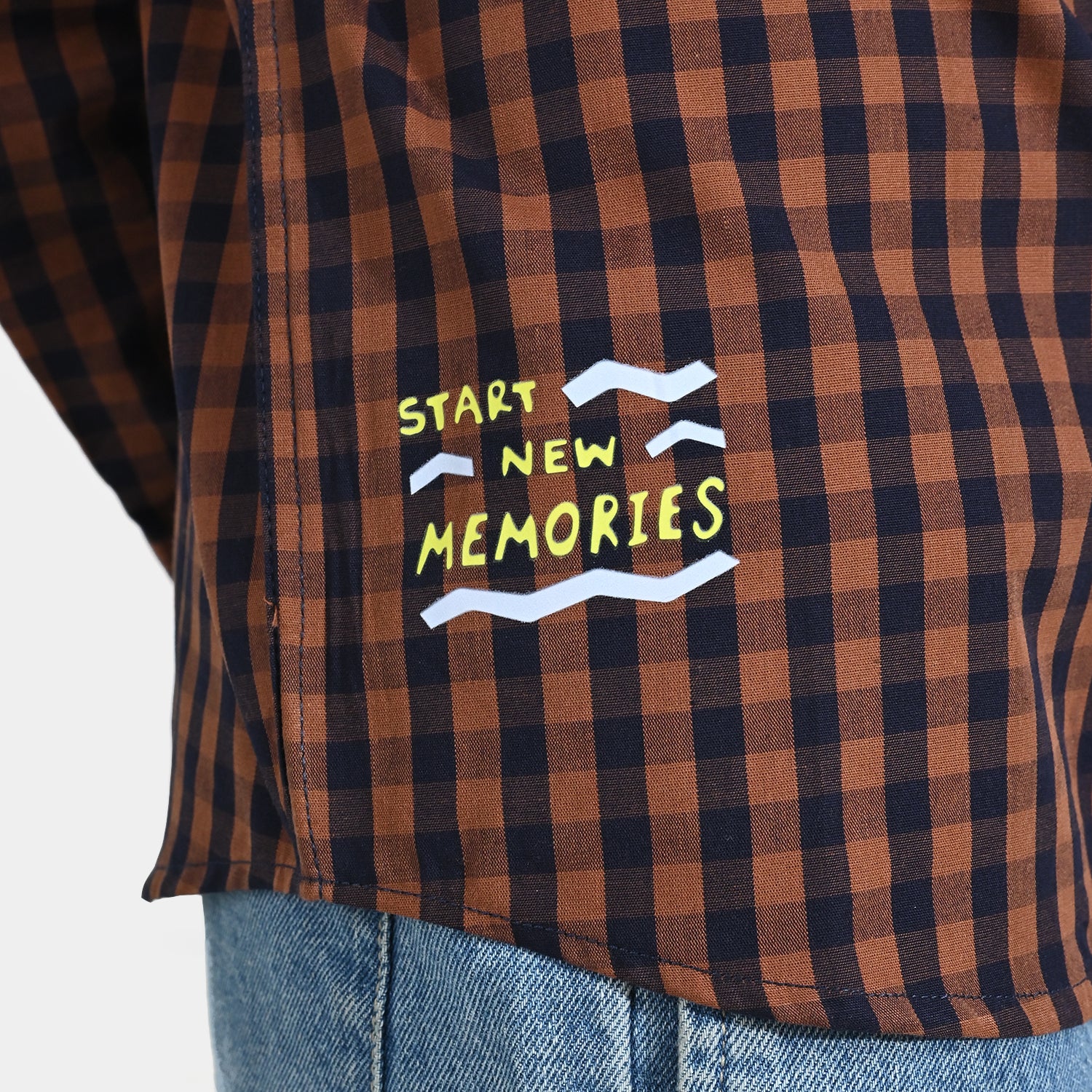 Boys Yarn Dyed Shirt (New Memories) - Brown - Image 4