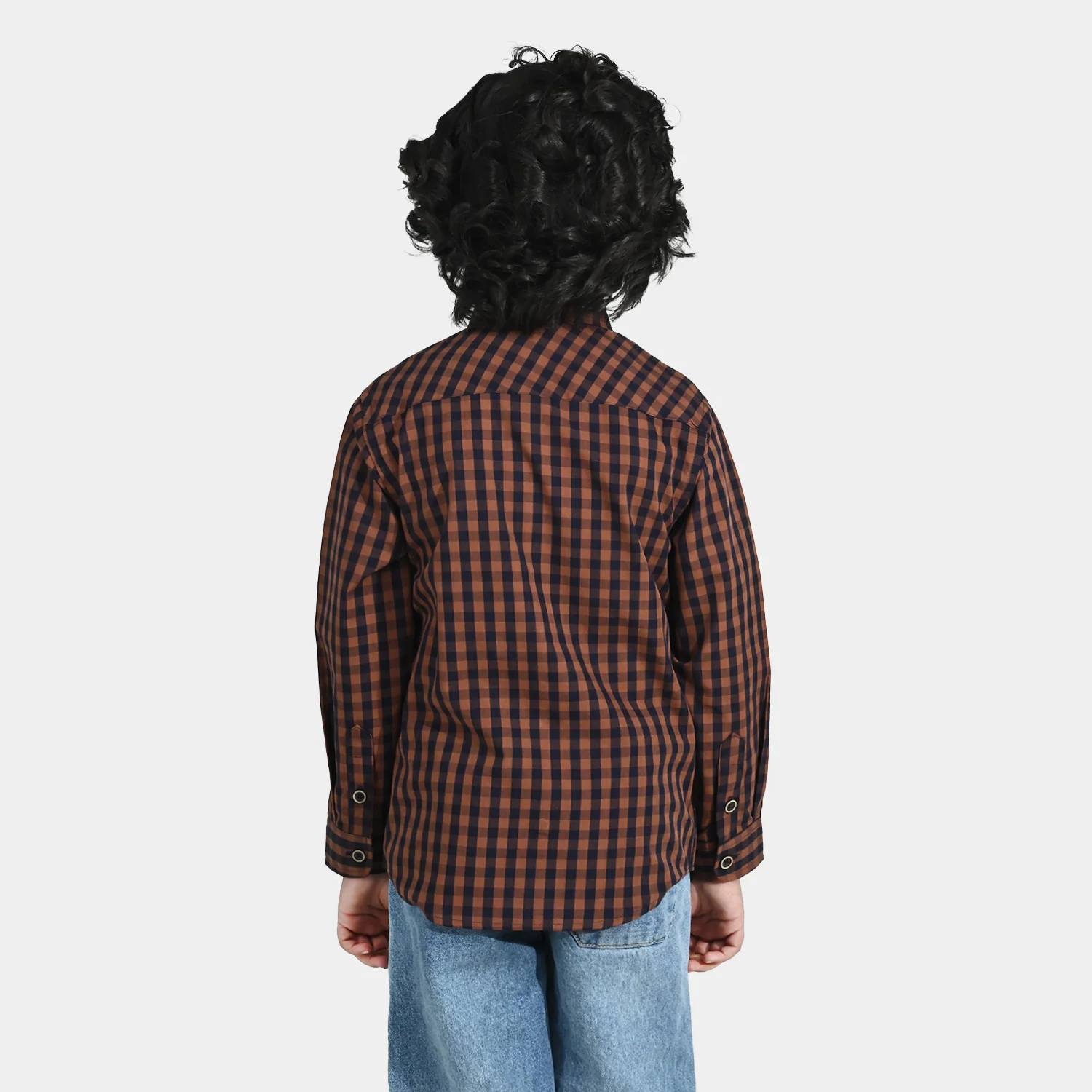 Boys Yarn Dyed Shirt (New Memories) - Brown - Image 5