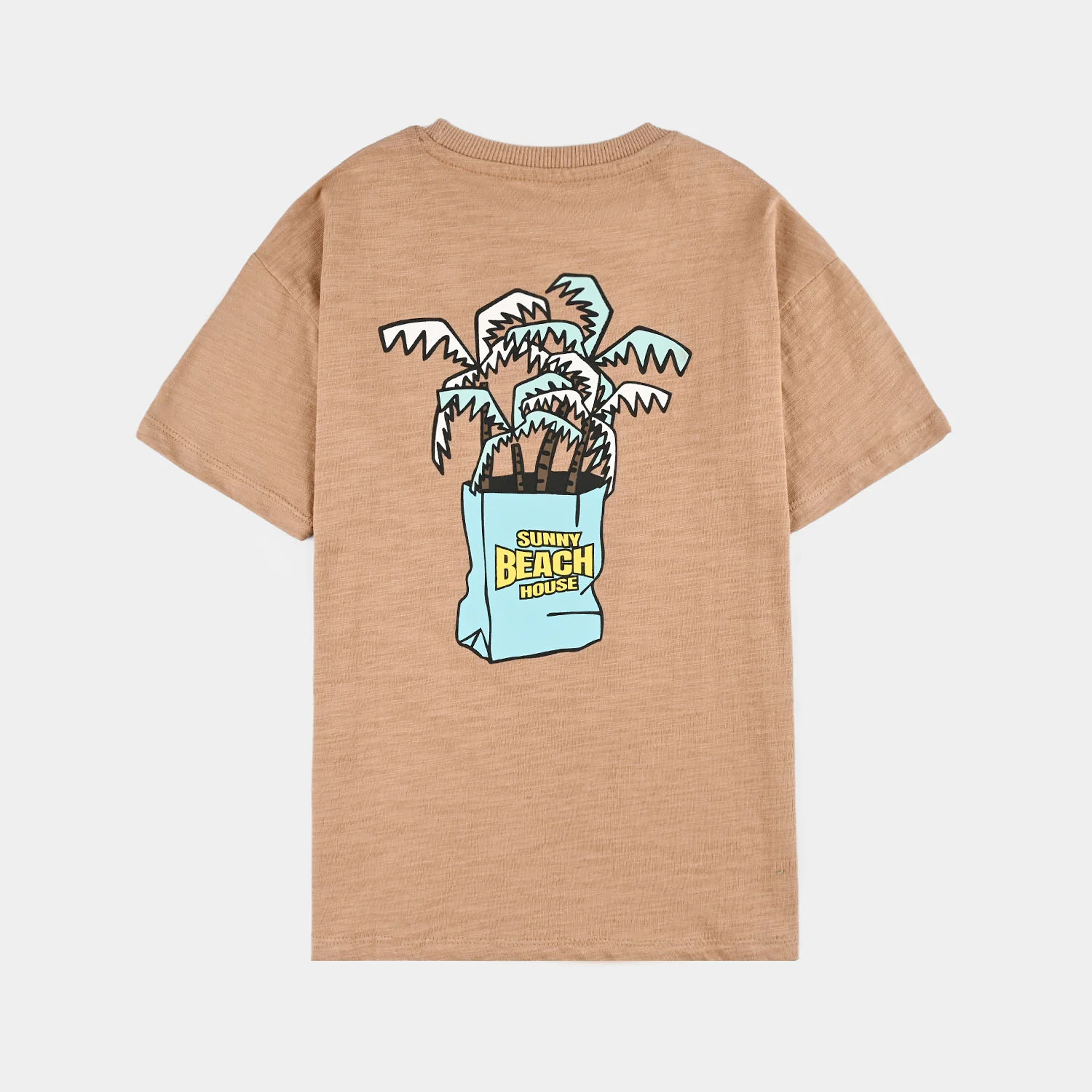 Boys Slub Jersey T-Shirt (Sunny Beach) - Brown - Image 3