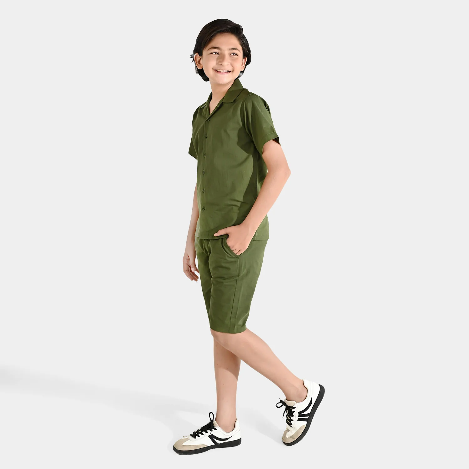 Boys Slub Jersey Woven Suit (Never Too Late) - Green - Image 2
