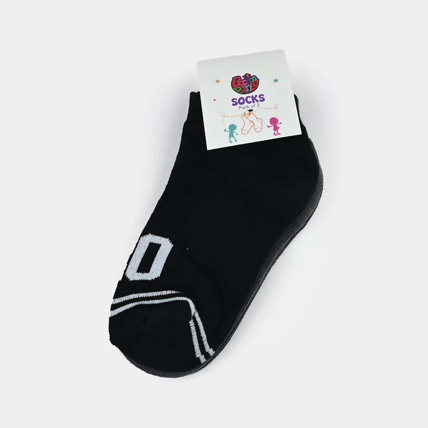 Boys Cotton Socks Pack of 2 Football – Grey/Black - Image 2