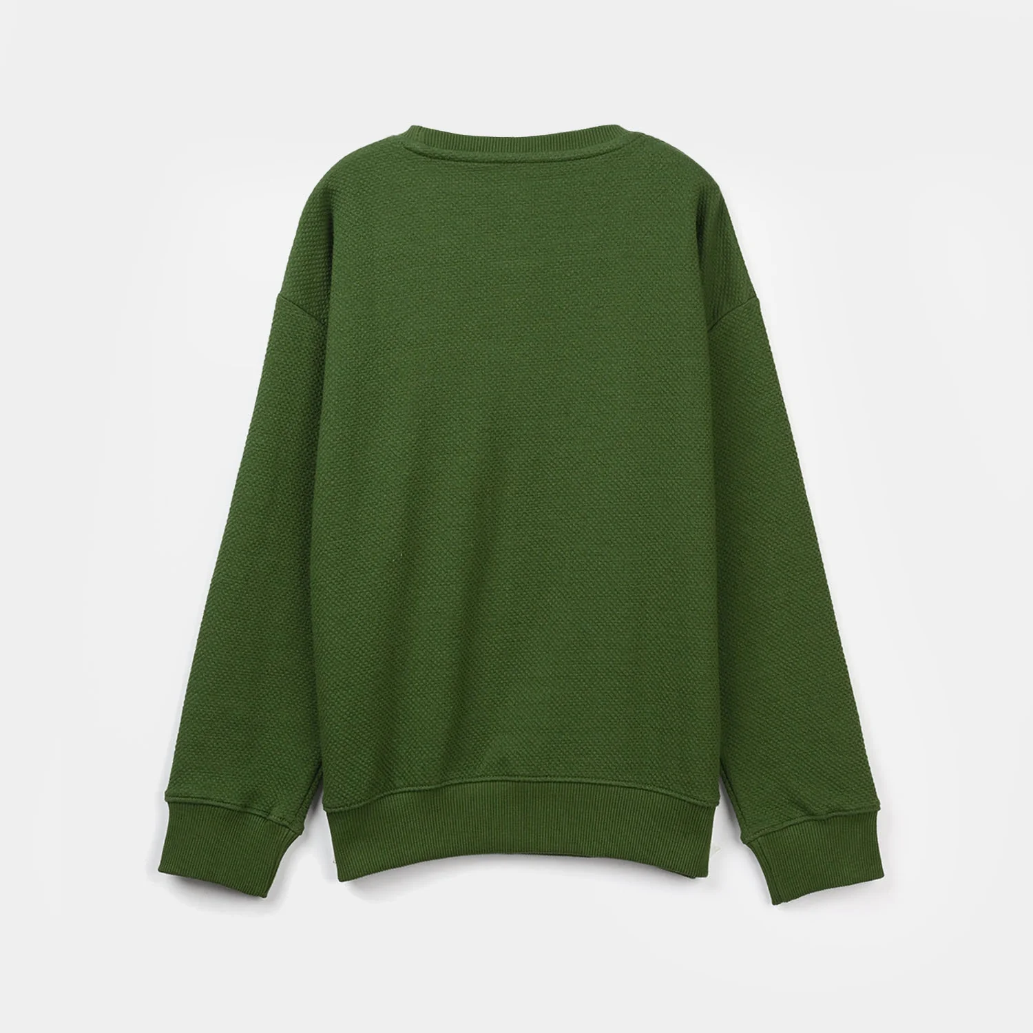Boys Knitted Jacquard Sweatshirt (NYC) - Olive Green - Image 4
