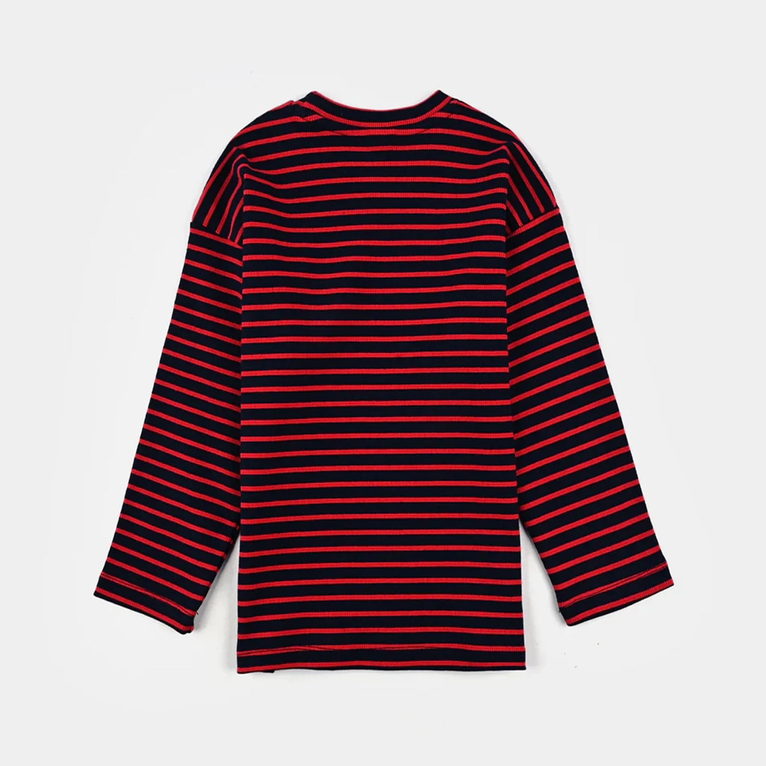 Boys Rib T-Shirt F/S SKATE TIME - Navy/Red Stripe - Image 3