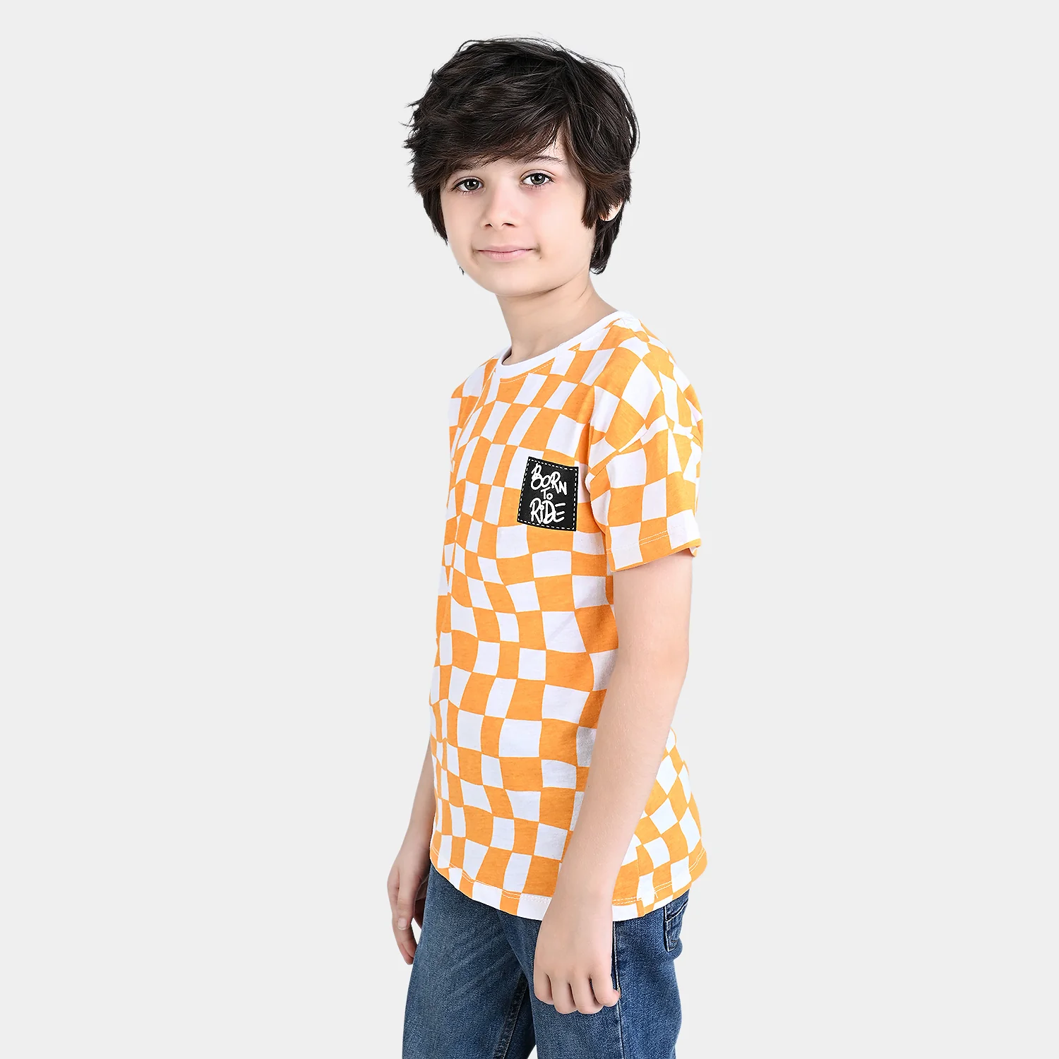 Boys Cotton Jersey T-Shirt H/S Born To Ride-Citrus - Image 3