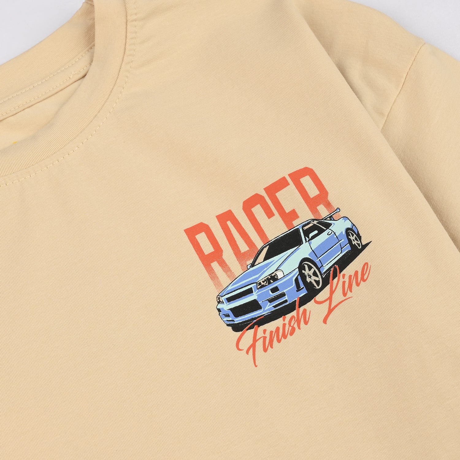 Boys Lycra Jersey T-Shirt (Legendary Racer) - Beige - Image 2