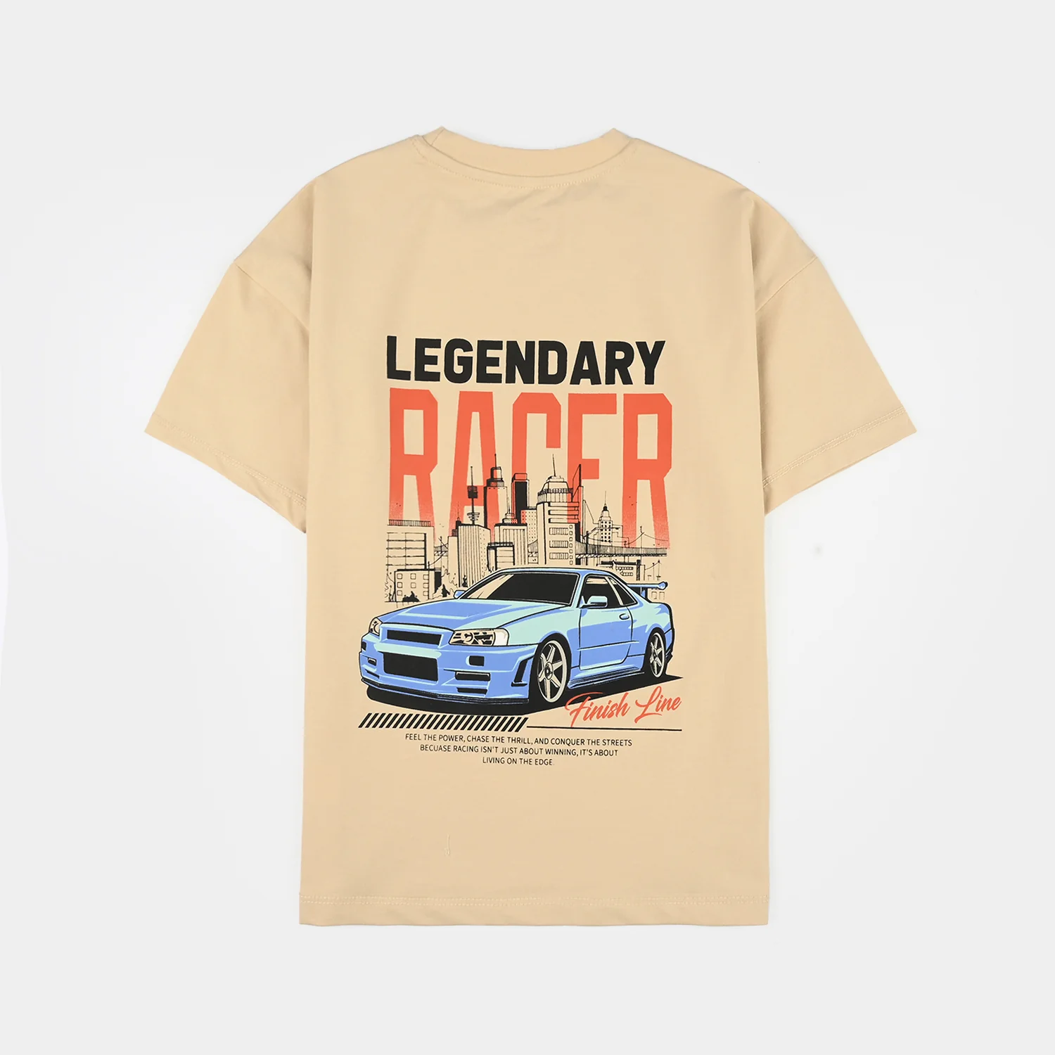Boys Lycra Jersey T-Shirt (Legendary Racer) - Beige - Image 3