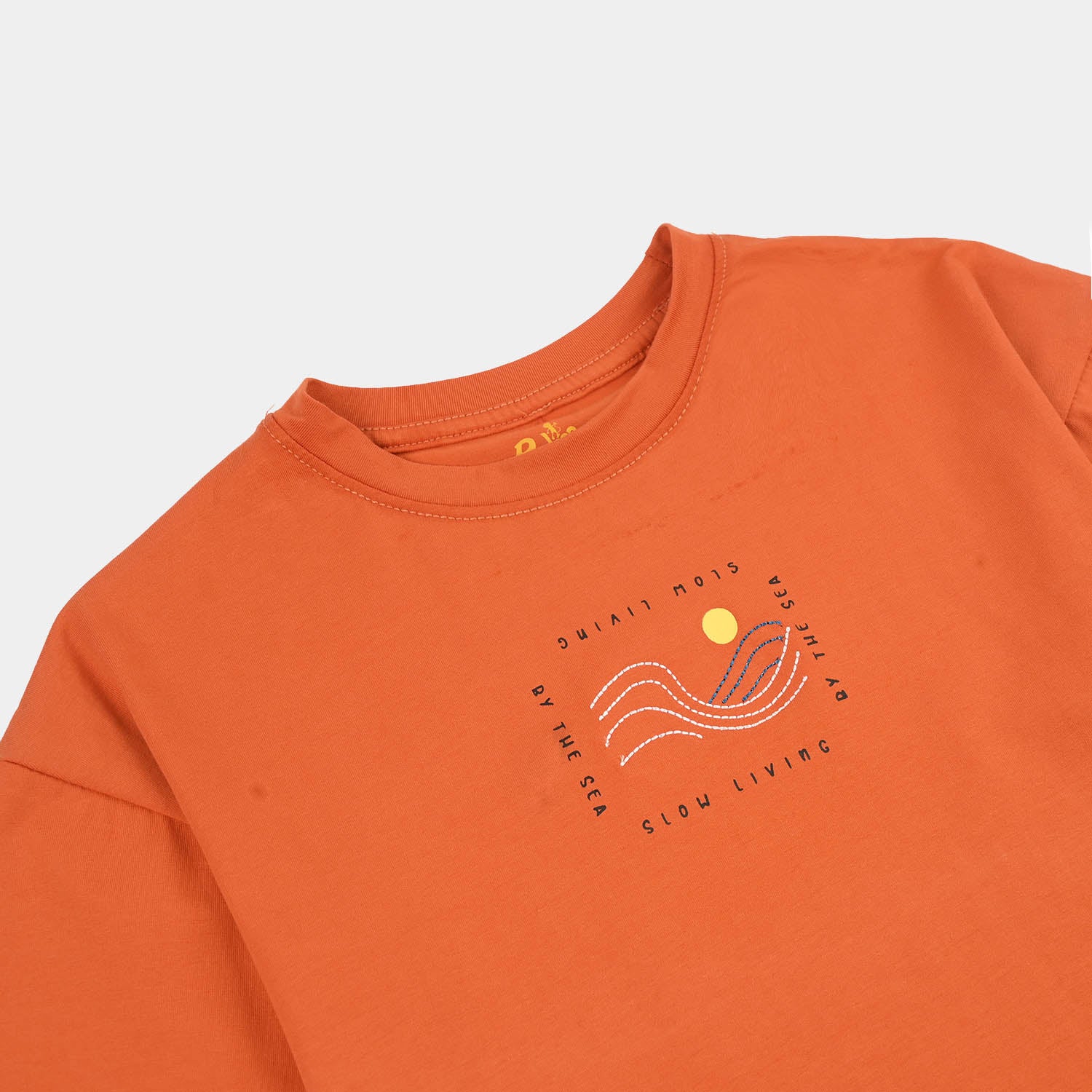 Boys Lycra Jersey T-Shirt (Slow Living) - Orange - Image 2
