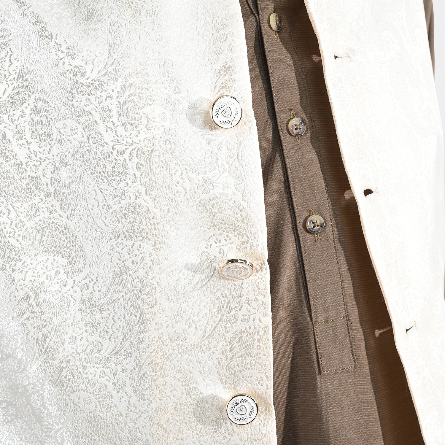 Boys Poly Viscose Waistcoat - Off White - Image 2
