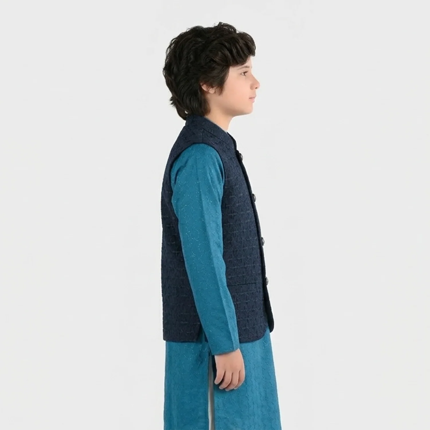 Boys Poly Viscose Waistcoat - Royal Blue - Image 2