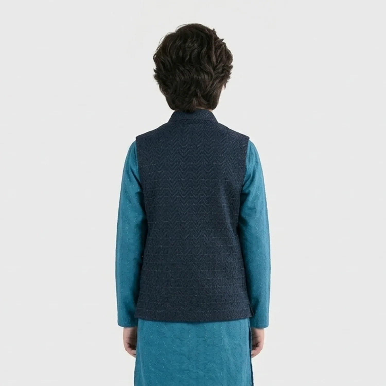 Boys Poly Viscose Waistcoat - Royal Blue - Image 4