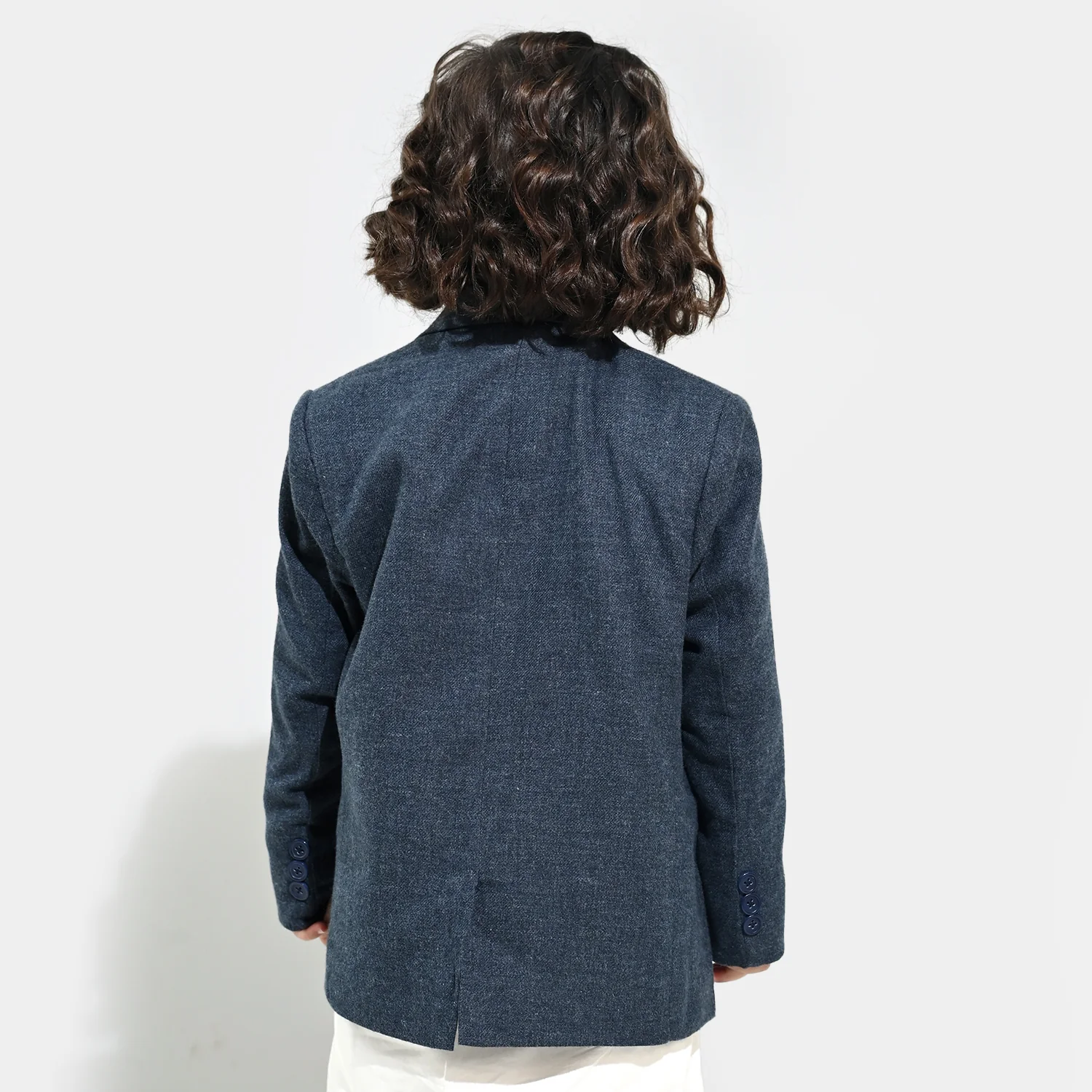 Boys Wool Blazer - Blue/Navy - Image 5