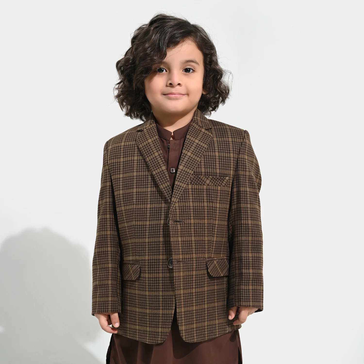 Boys Wool Blazer (Patch) - BROWN - Image 2