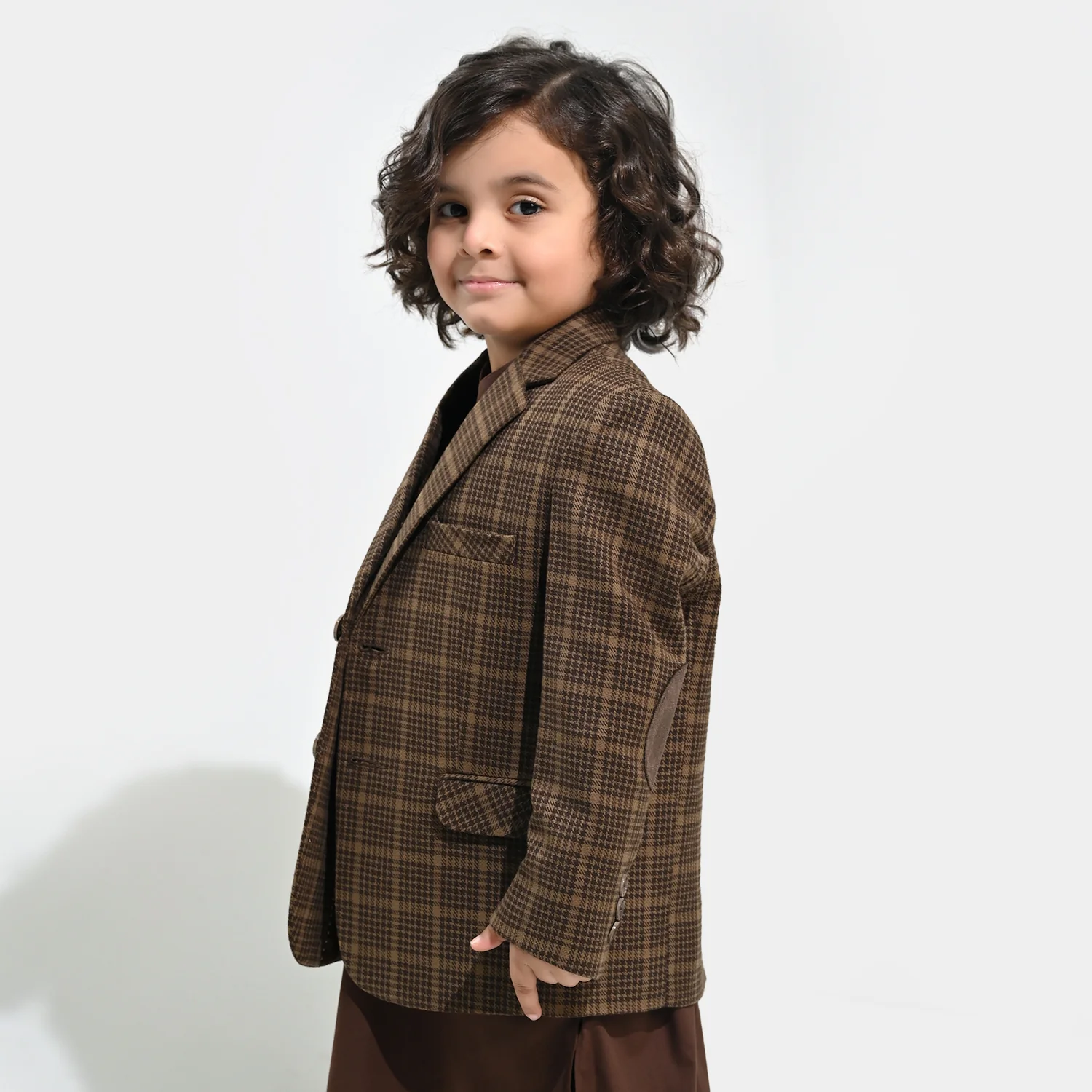 Boys Wool Blazer (Patch) - BROWN - Image 3