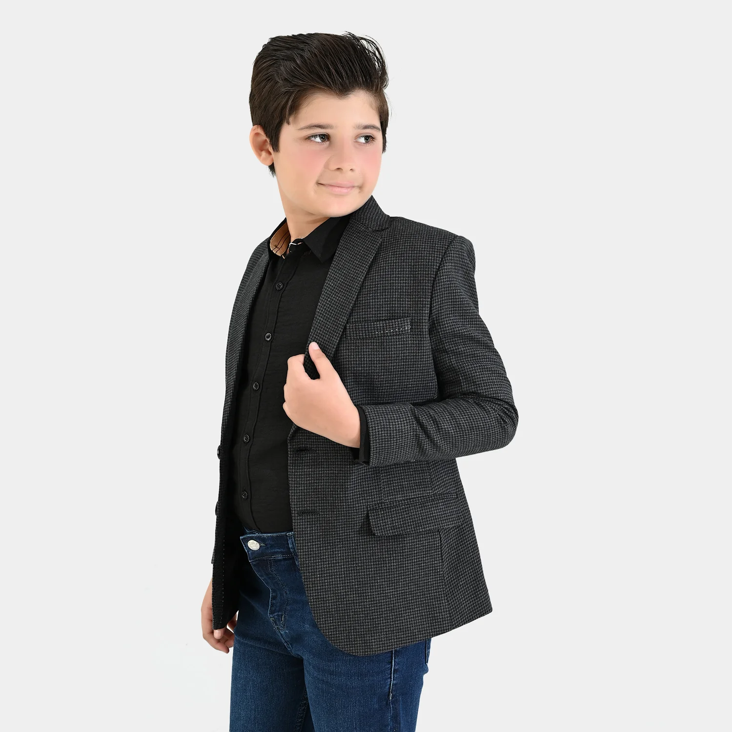 Boys Wool Blazer (Stitch) - BLACK - Image 2