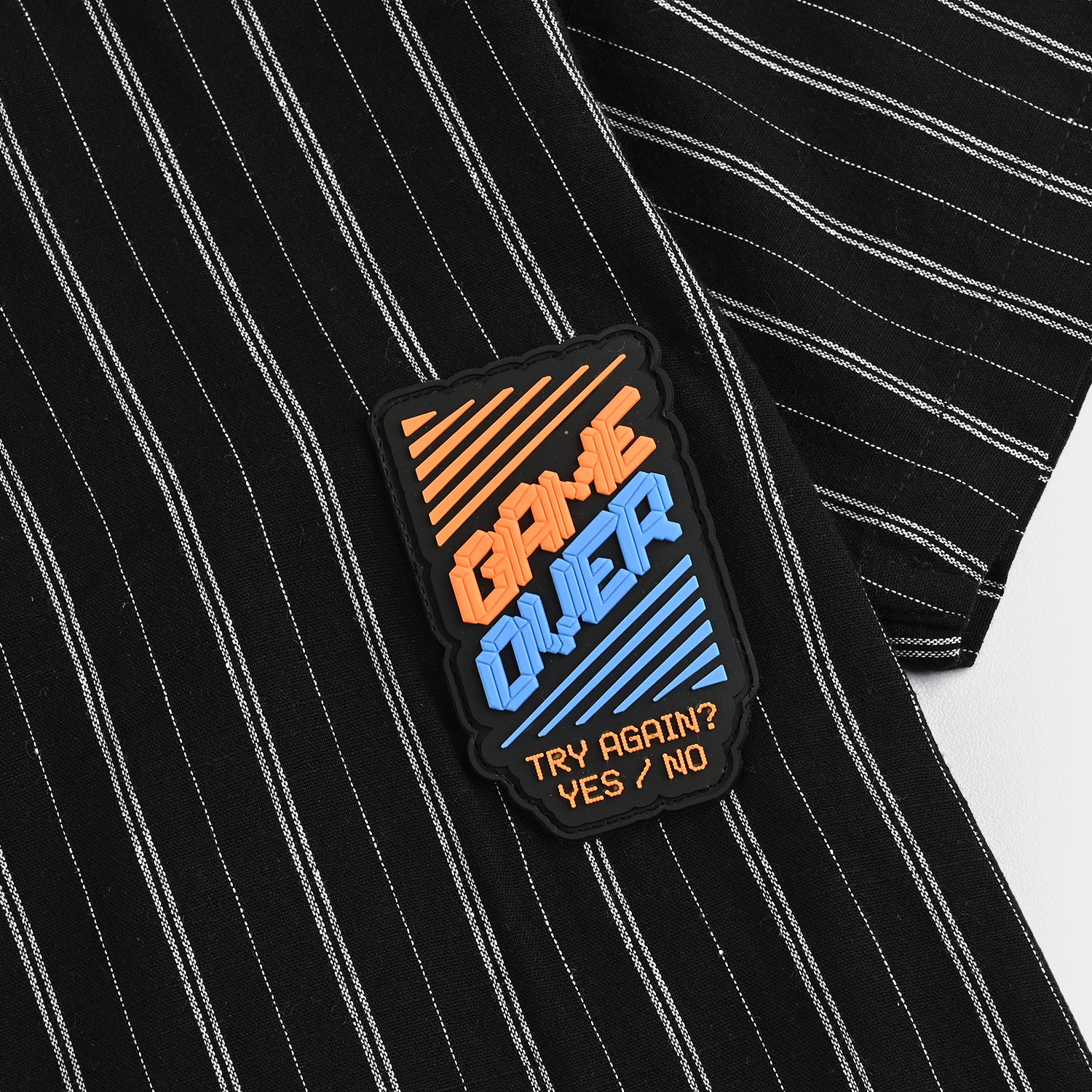Boys Yarn Casual Dyed Shirt (Game Over) - Black - Image 3