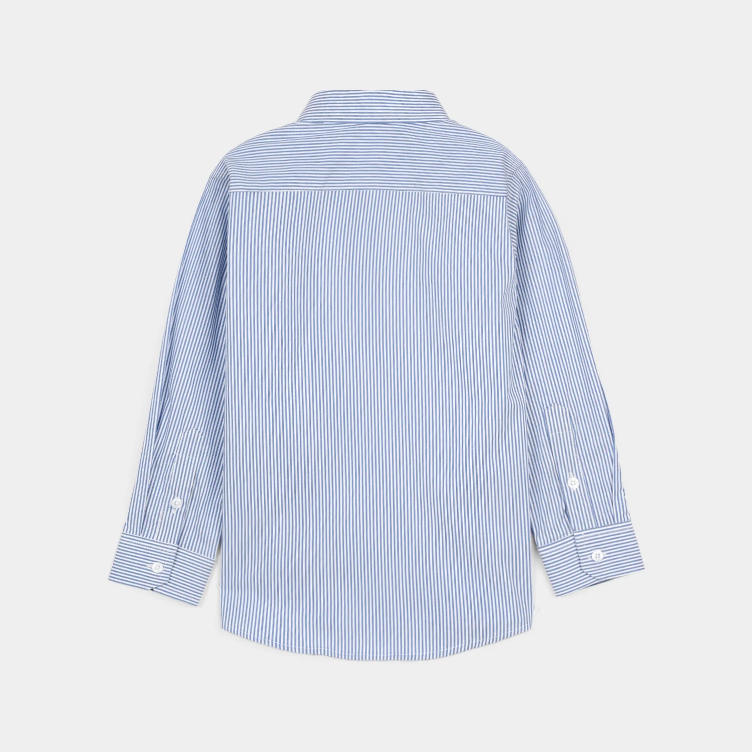 Boys Yarn Dyed Formal Stripes Shirt – Blue - Image 3