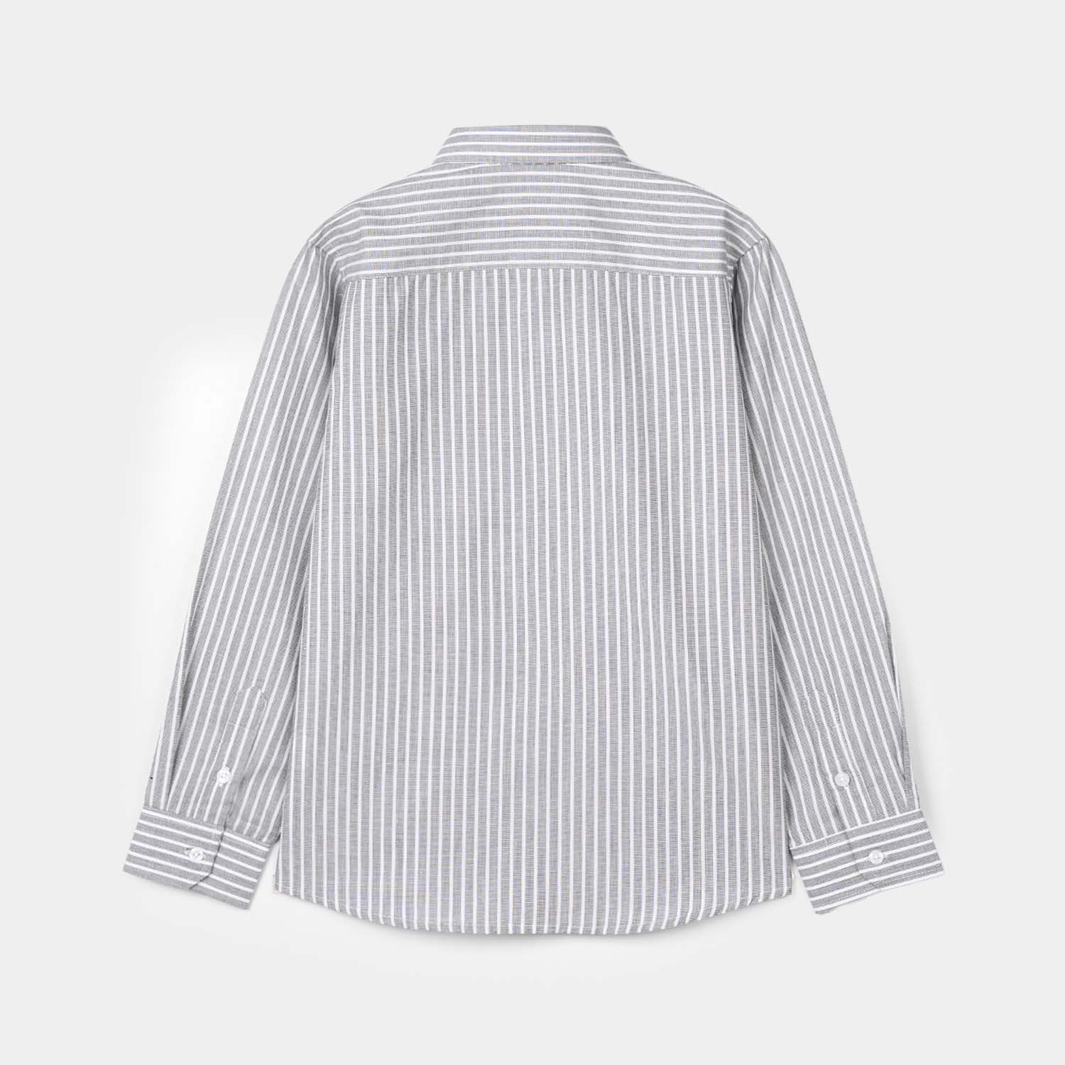 Boys Yarn Dyed Formal Striped Shirt – Grey - Image 3