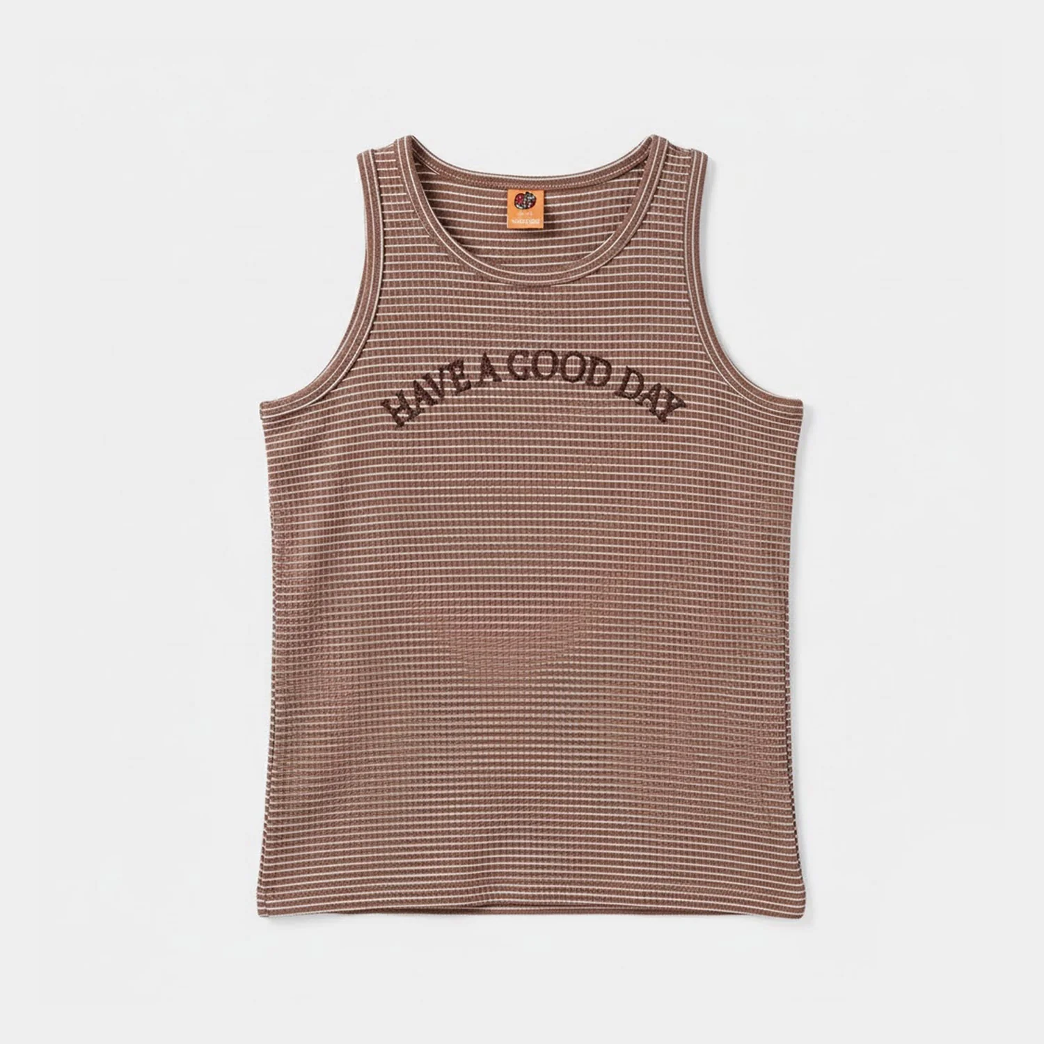 Boys Yarn Dyed Sando (Have A Good Day) - Brown - Image 3