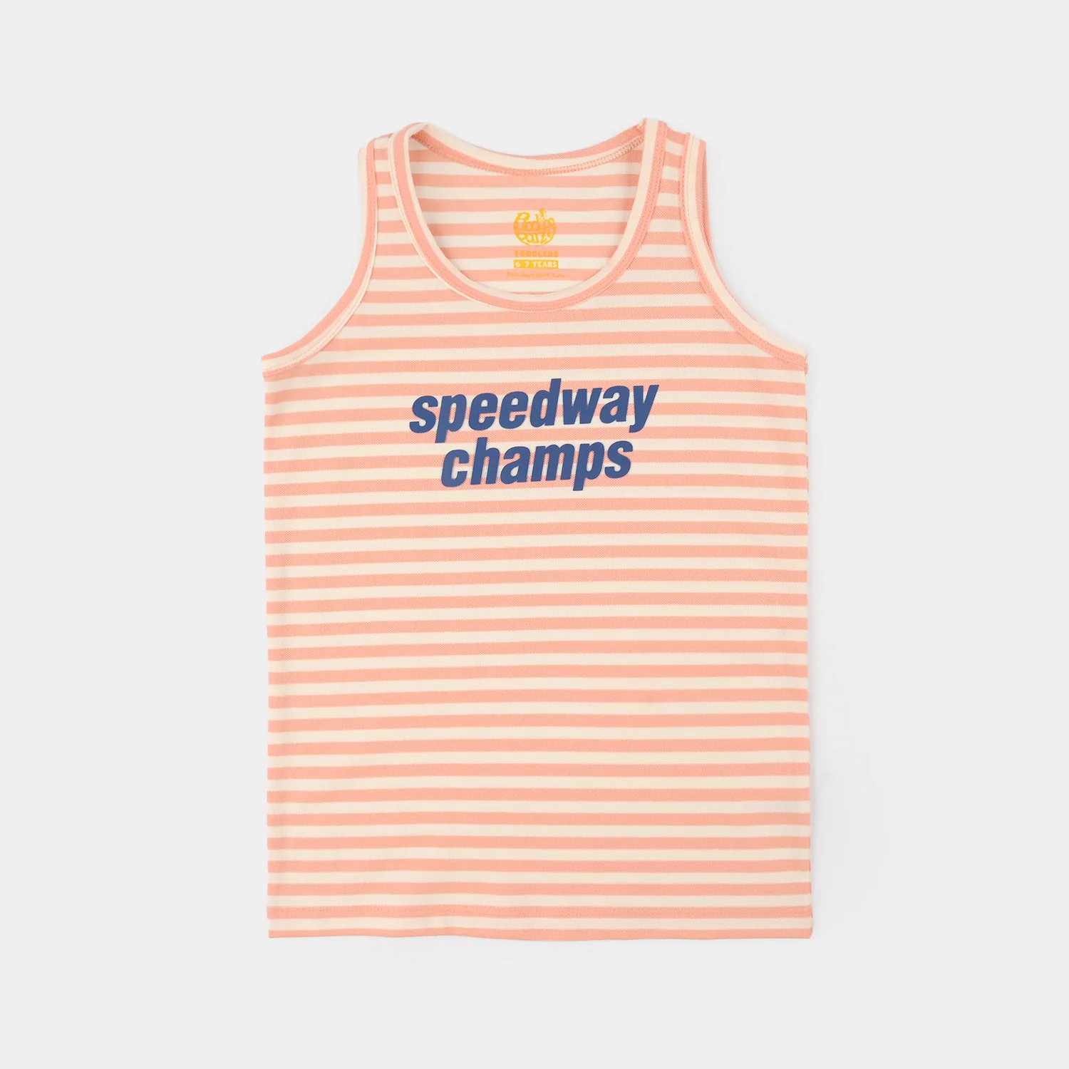 Boys Yarn Dyed Sando (Speedway Champs) - Peach